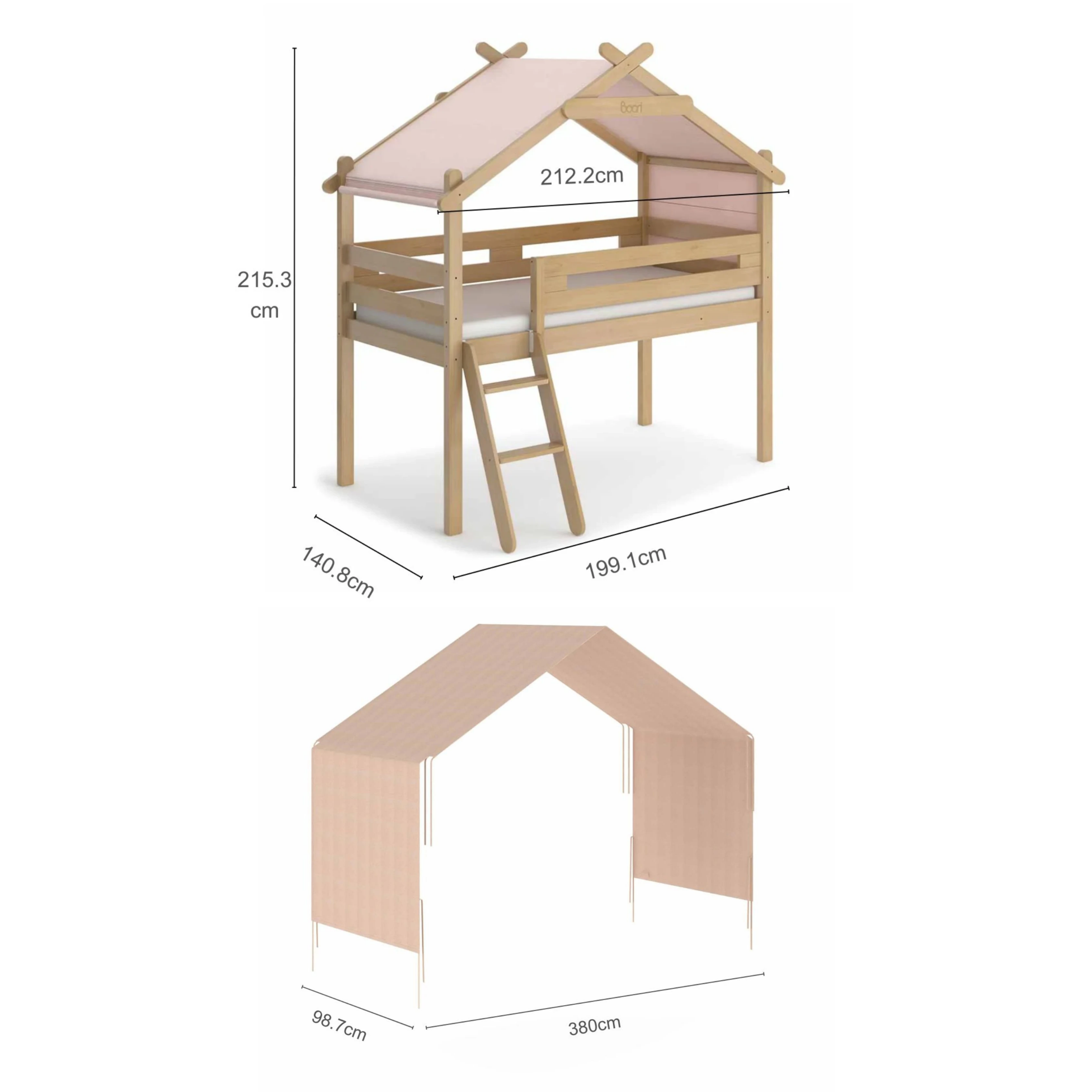 Boori Forest Kids Teepee NZ Single Loft Bed with Tent Canopy