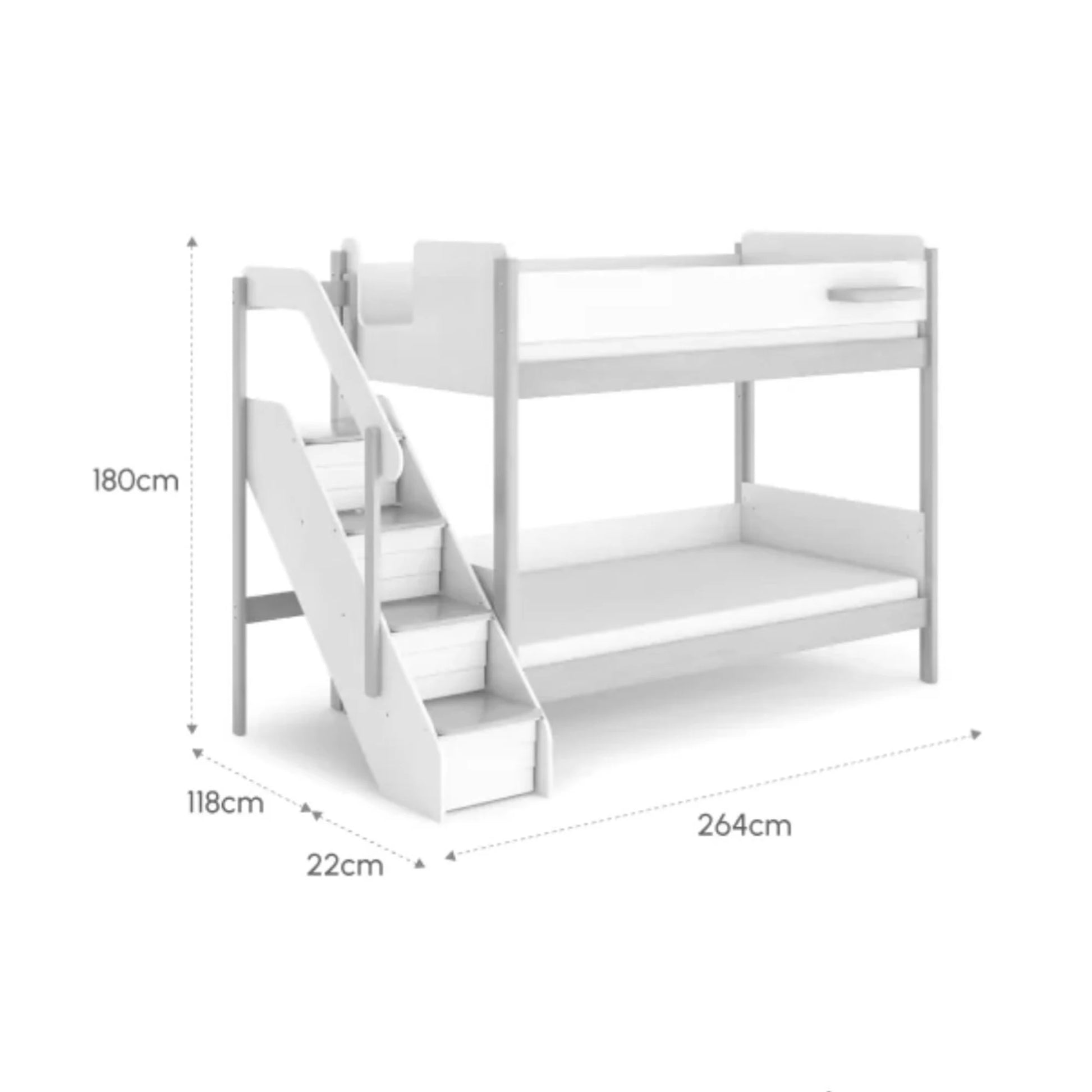Boori Natty Kids NZ King Single Bunk Bed with Storage Staircase, Cherry