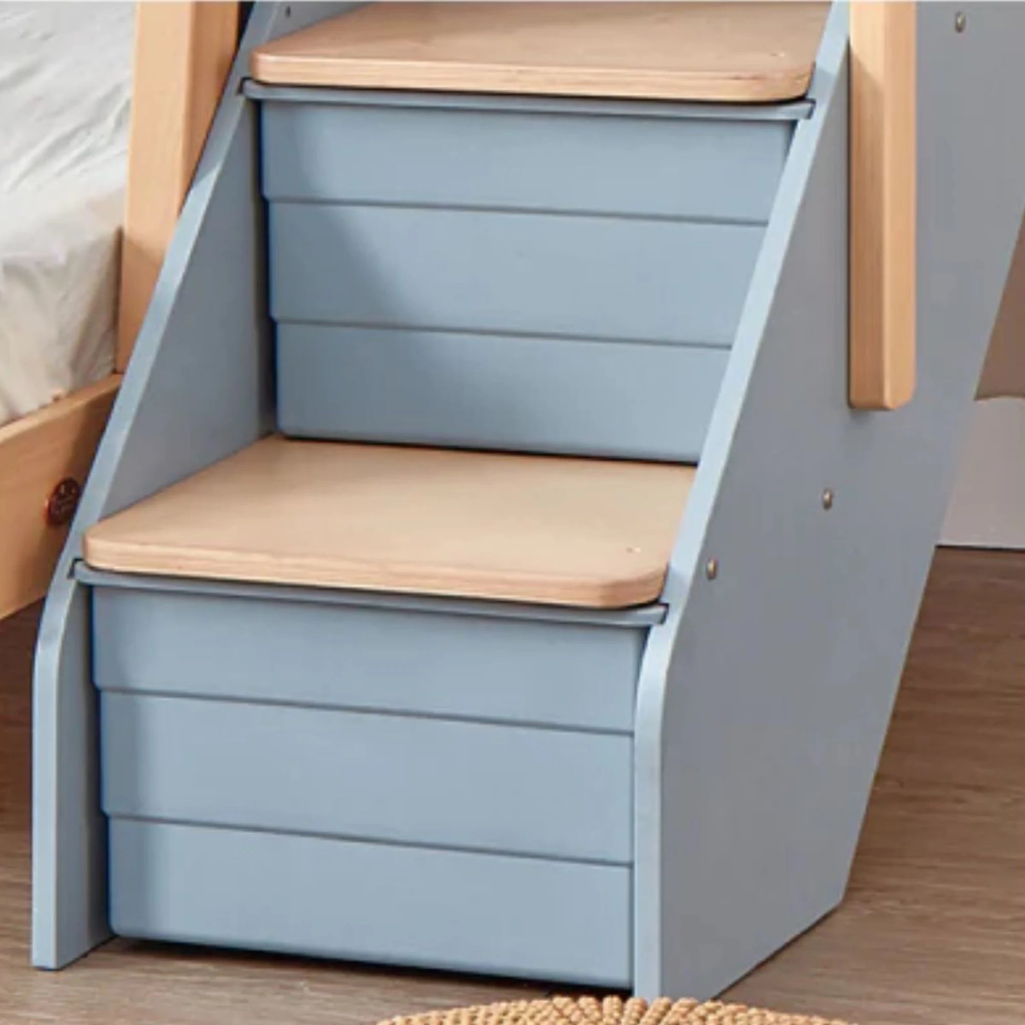 Boori Natty Kids NZ King Single Loft Bed with Storage Staircase, Blueberry