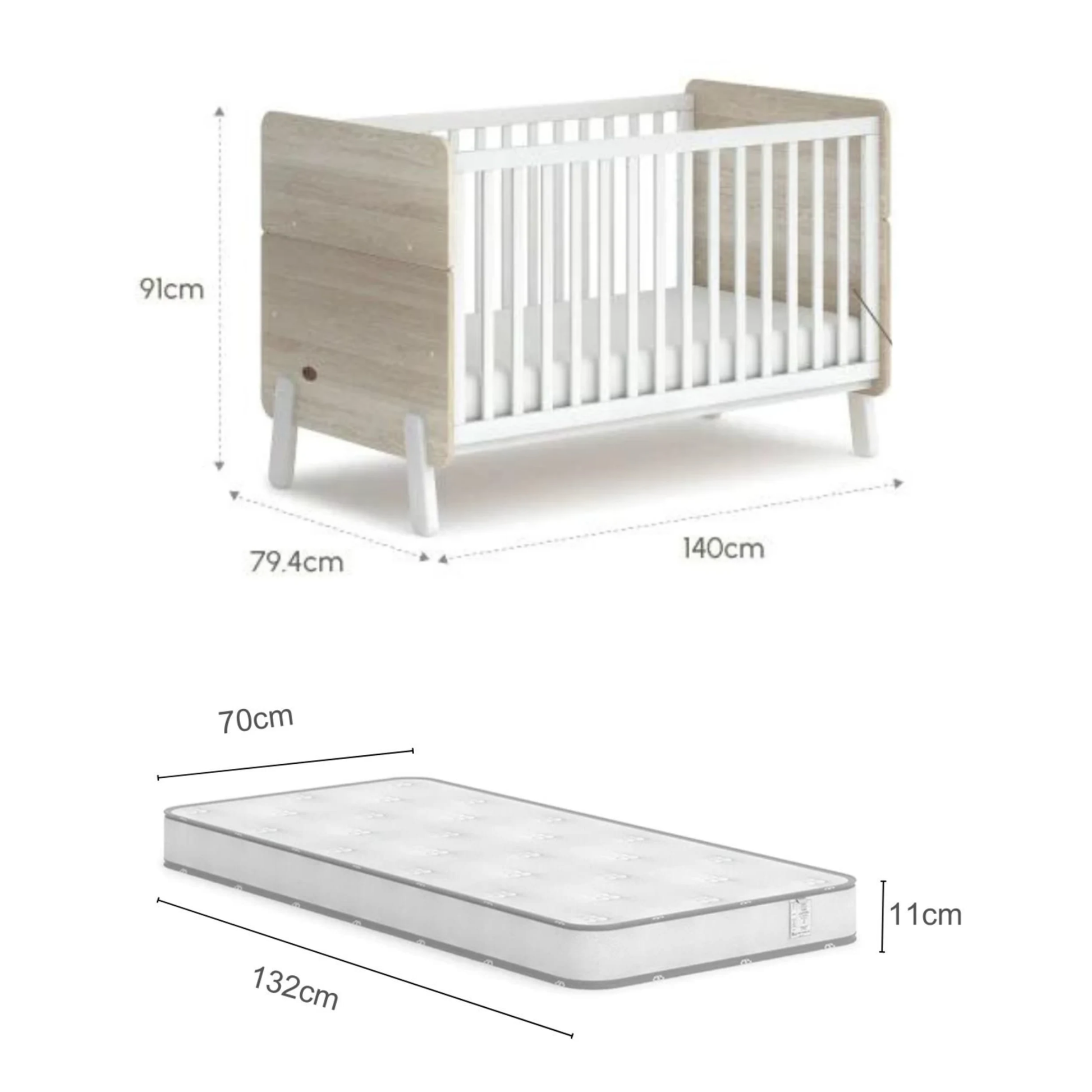 Boori Natty Baby Cot with Spring Mattress