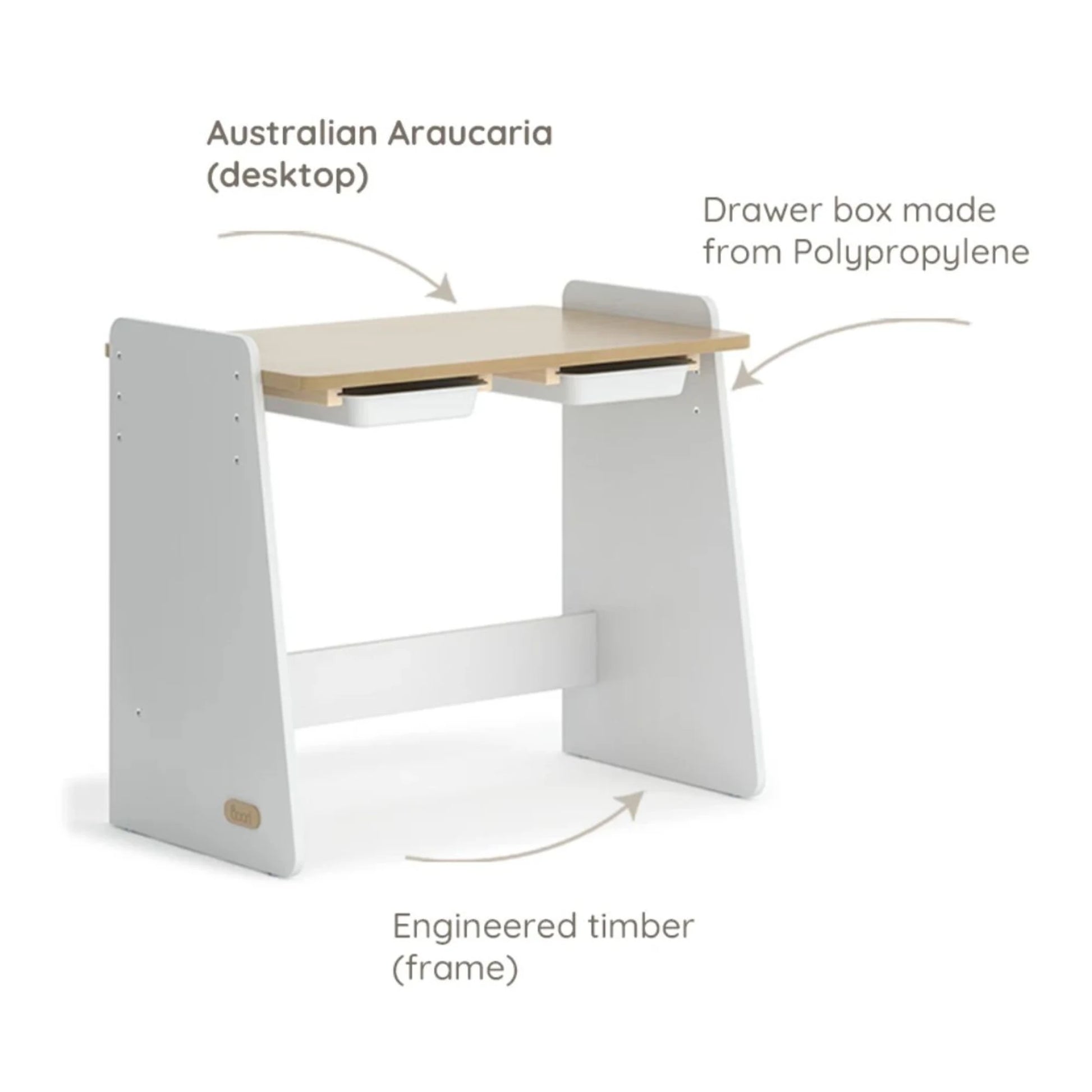 Boori Natty Kids Desk, Barley White