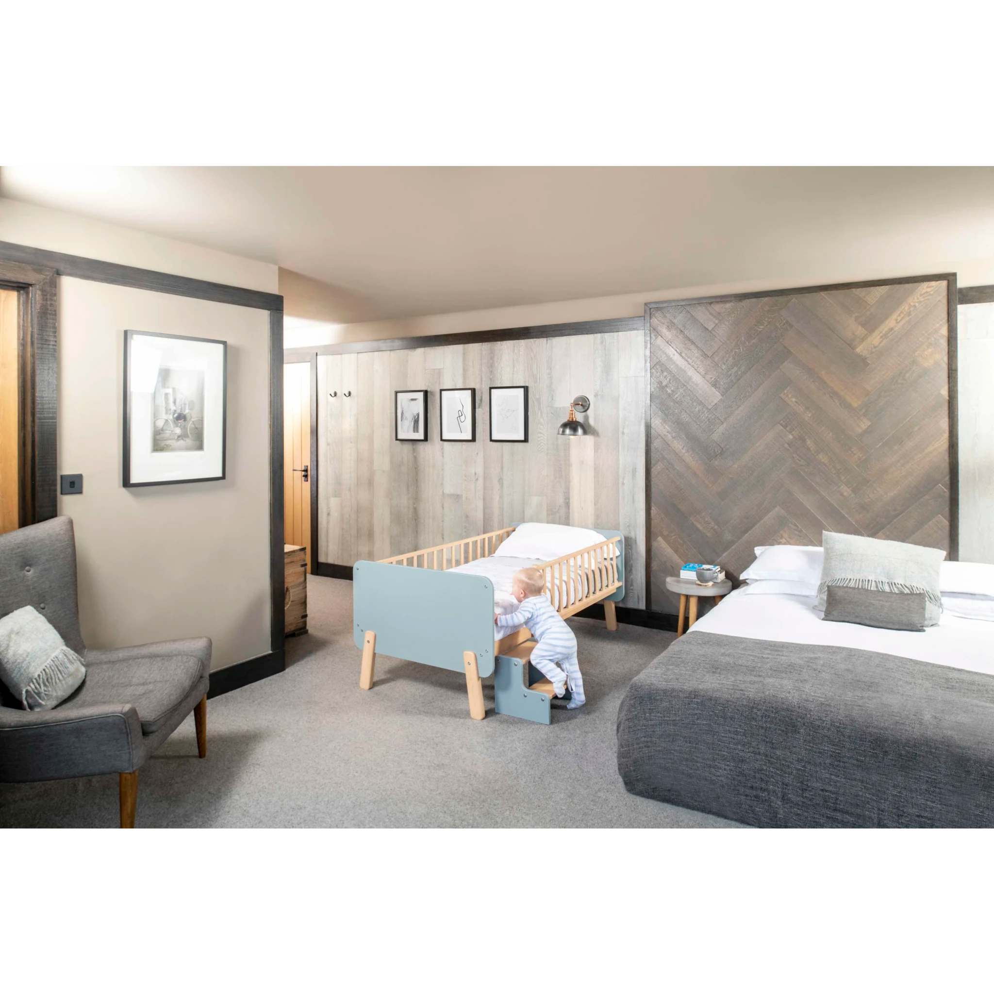 Boori Natty Kids Bedside Bed with Step Stool, Blueberry