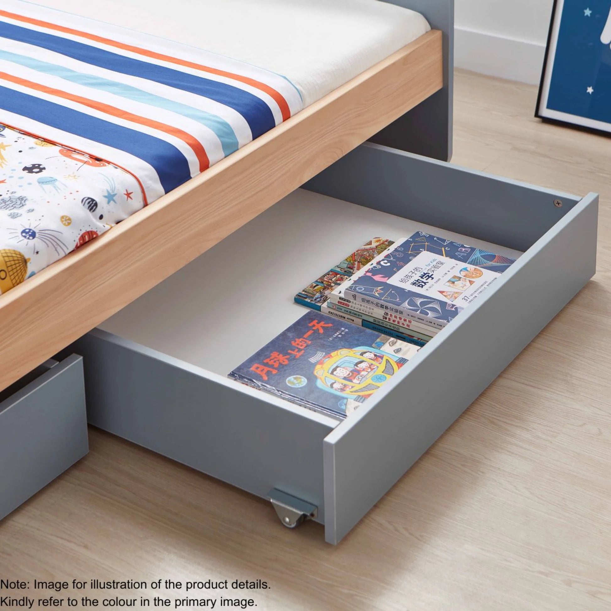 Boori Neat Kids NZ Single Bed with 2 Underbed Storage Drawers, Barley