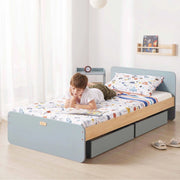 Boori Neat Kids NZ Single Bed with 2 Underbed Storage Drawers, Blueberry