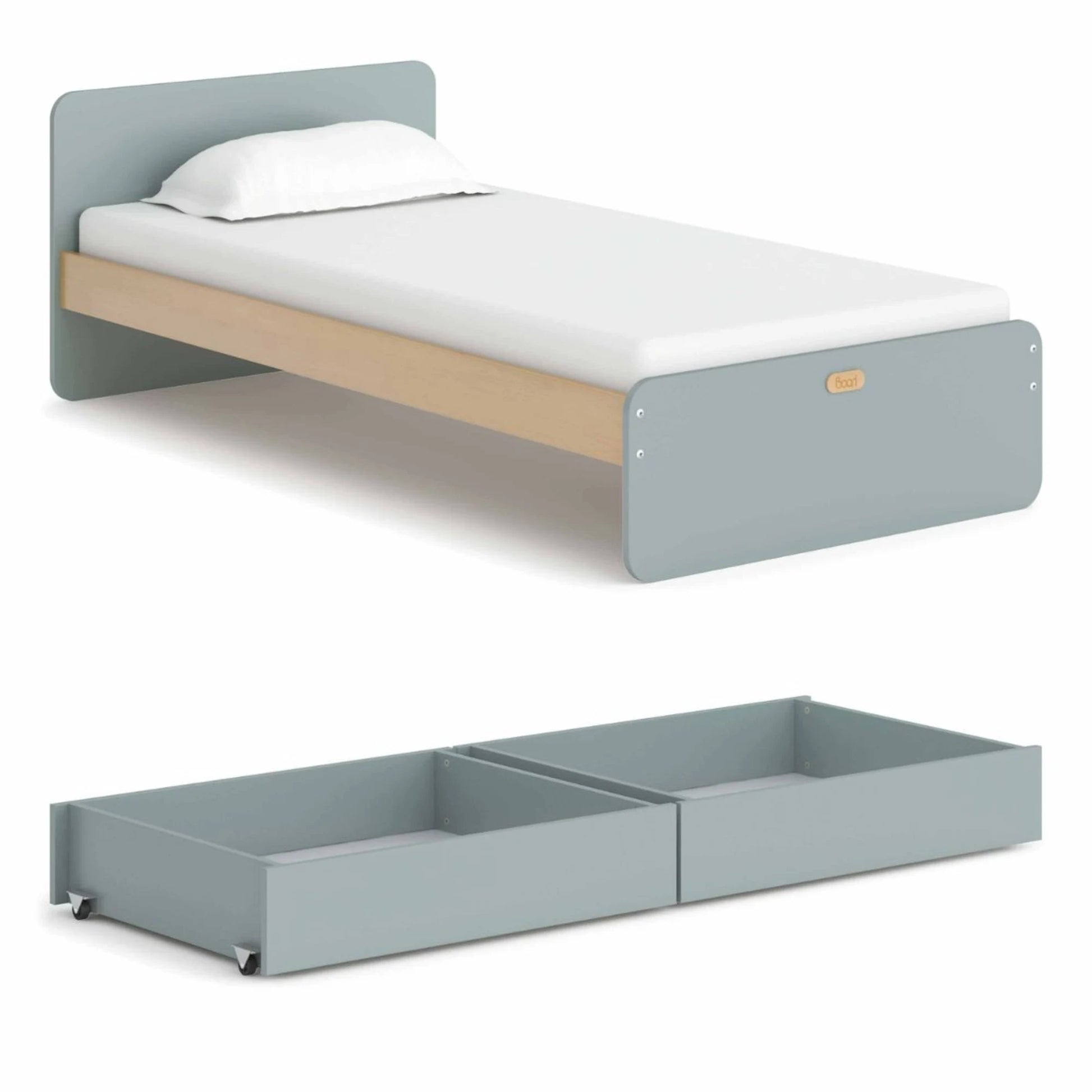 Boori Neat Kids NZ Single Bed with 2 Underbed Storage Drawers, Blueberry