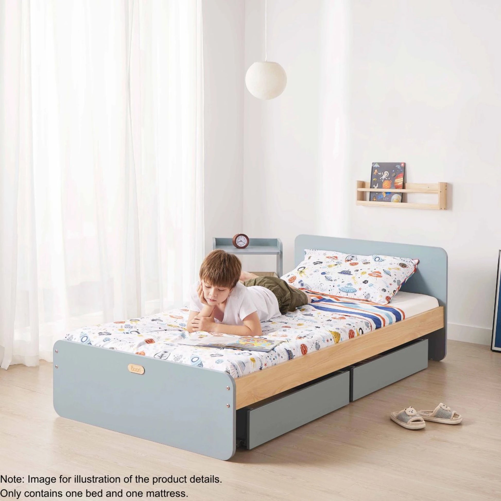 Boori Neat Kids NZ Single Bed with Spring Mattress, Blueberry
