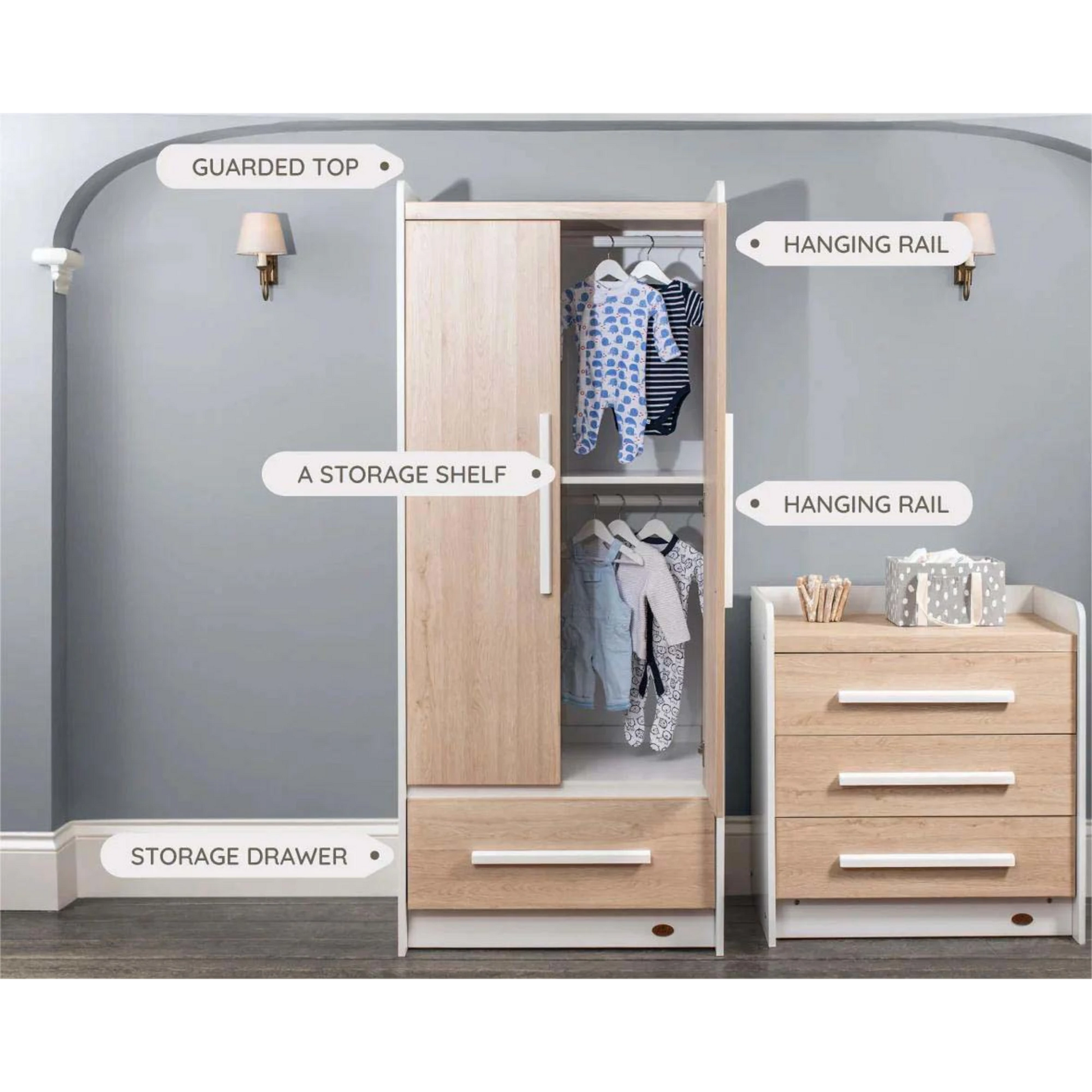 Boori Neat Kids 2 Door Wardrobe, Barley