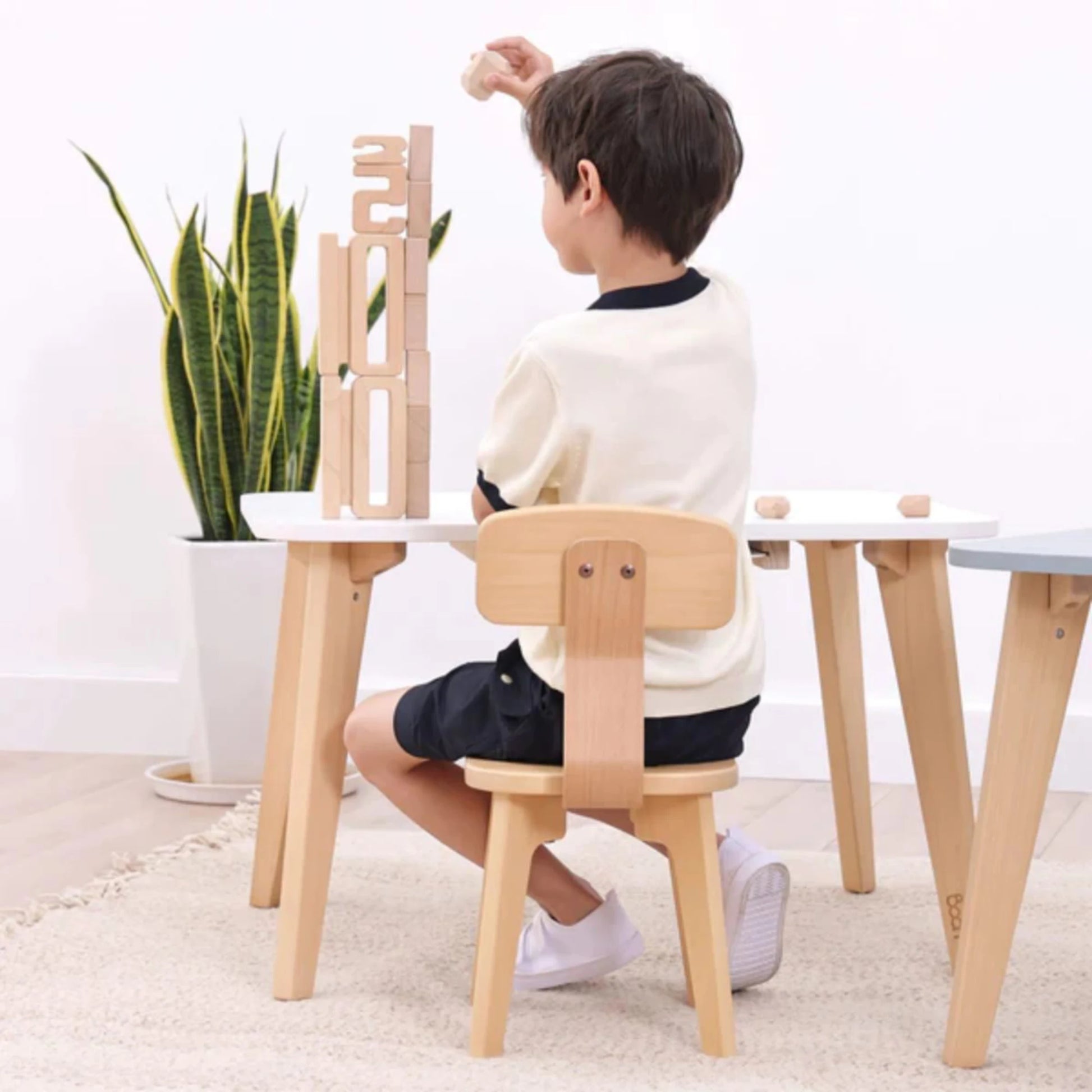 Boori Tidy Kids Table V23 With Two Chairs Package, Barley White