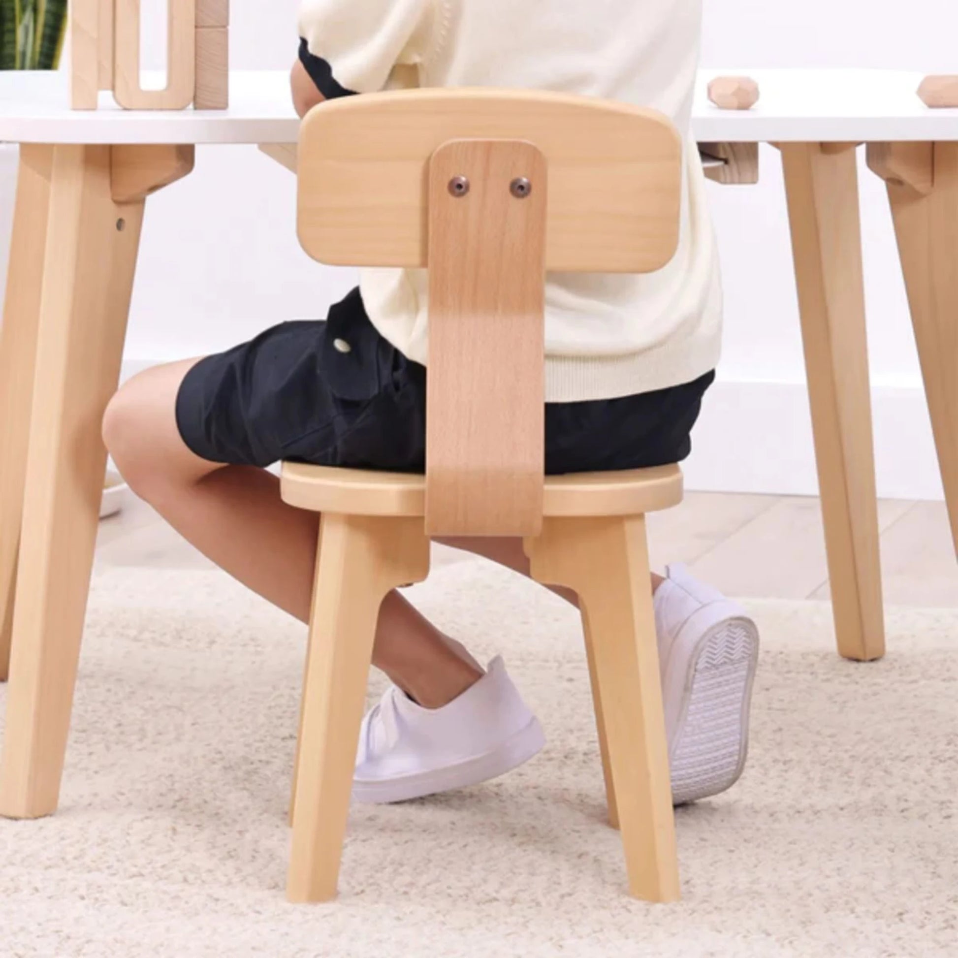Boori Tidy Kids Table V23 With Two Chairs Package, Barley White