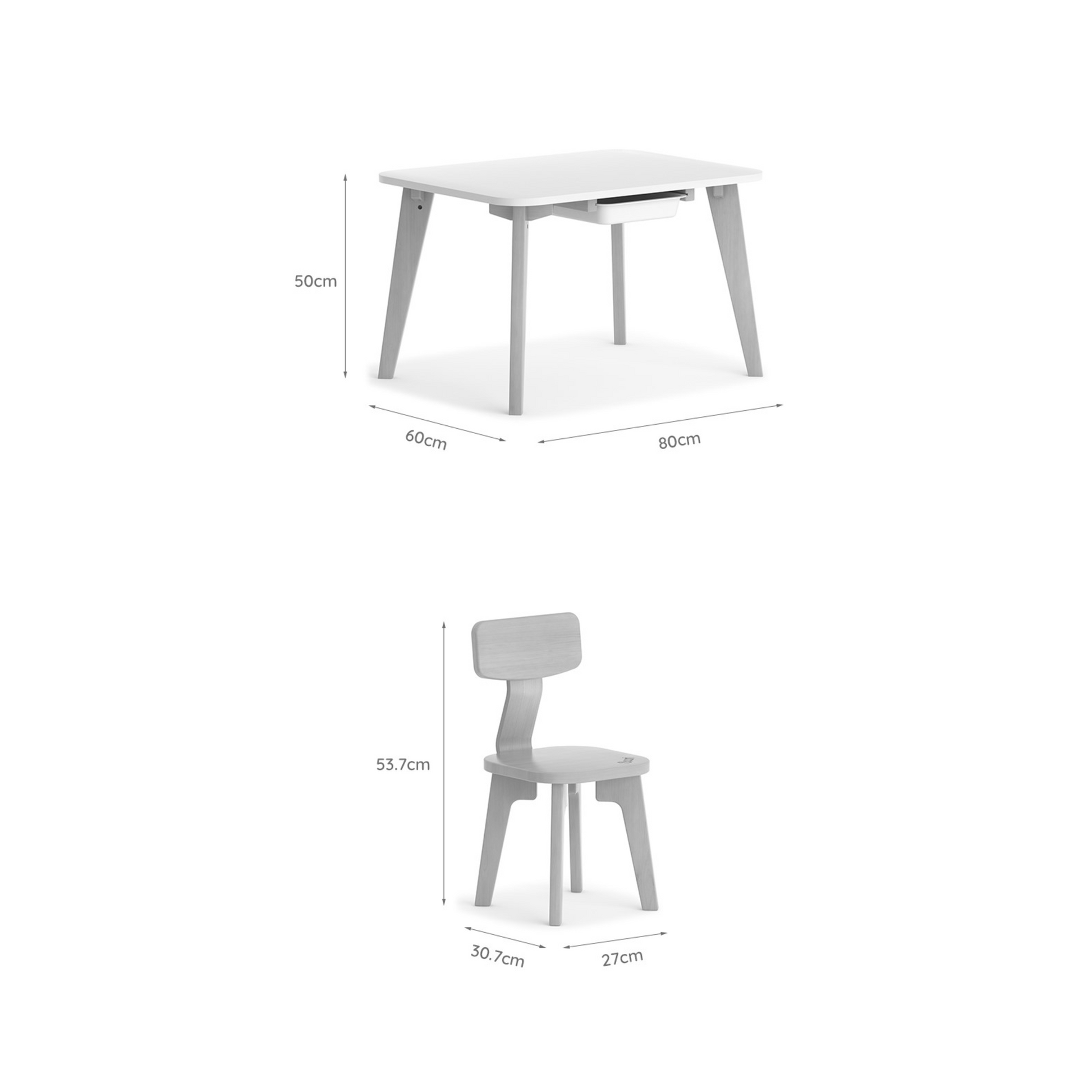 Boori Tidy Kids Table V23 With Two Chairs Package, Barley White