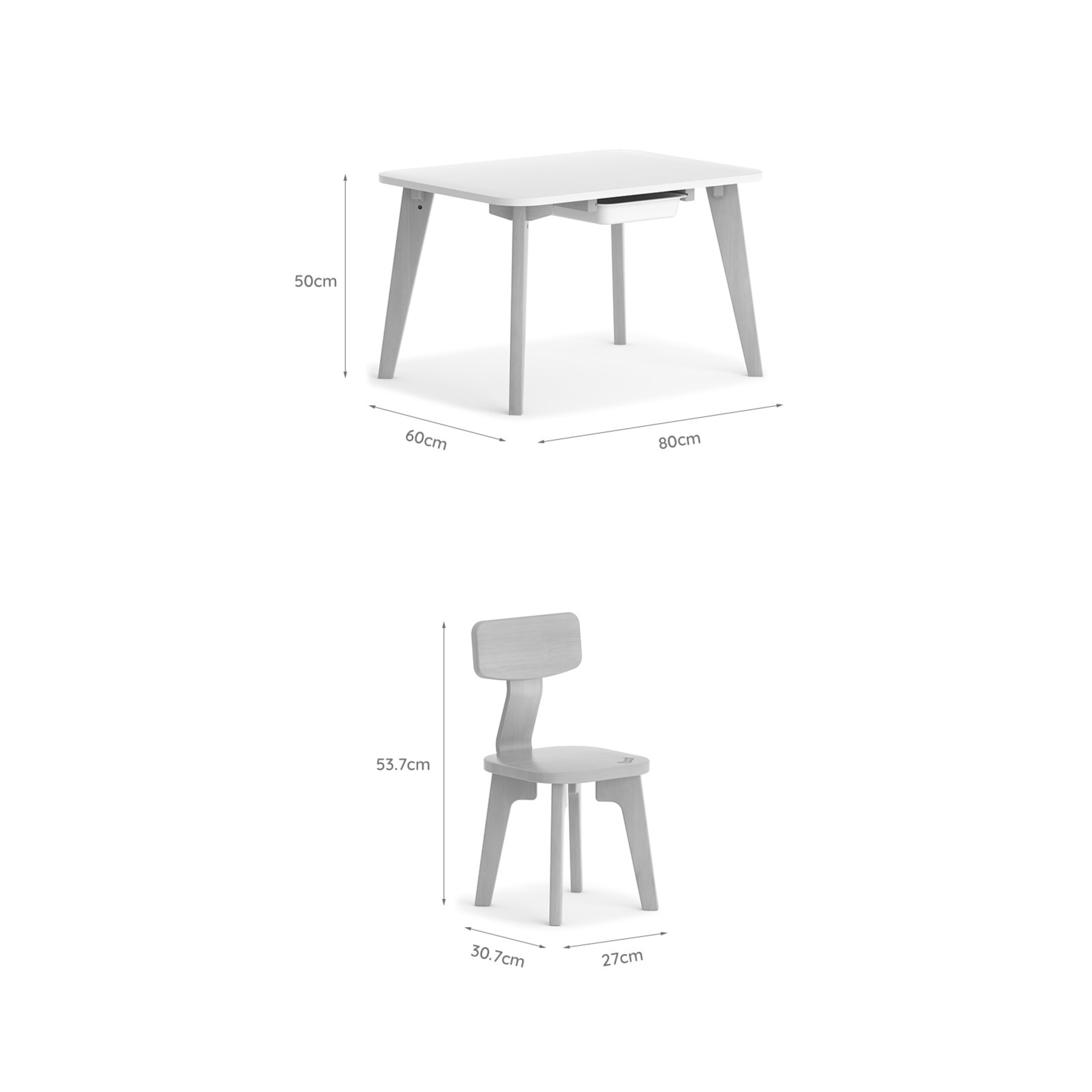 Boori Tidy Kids Table V23 With Two Chairs Package, Barley White