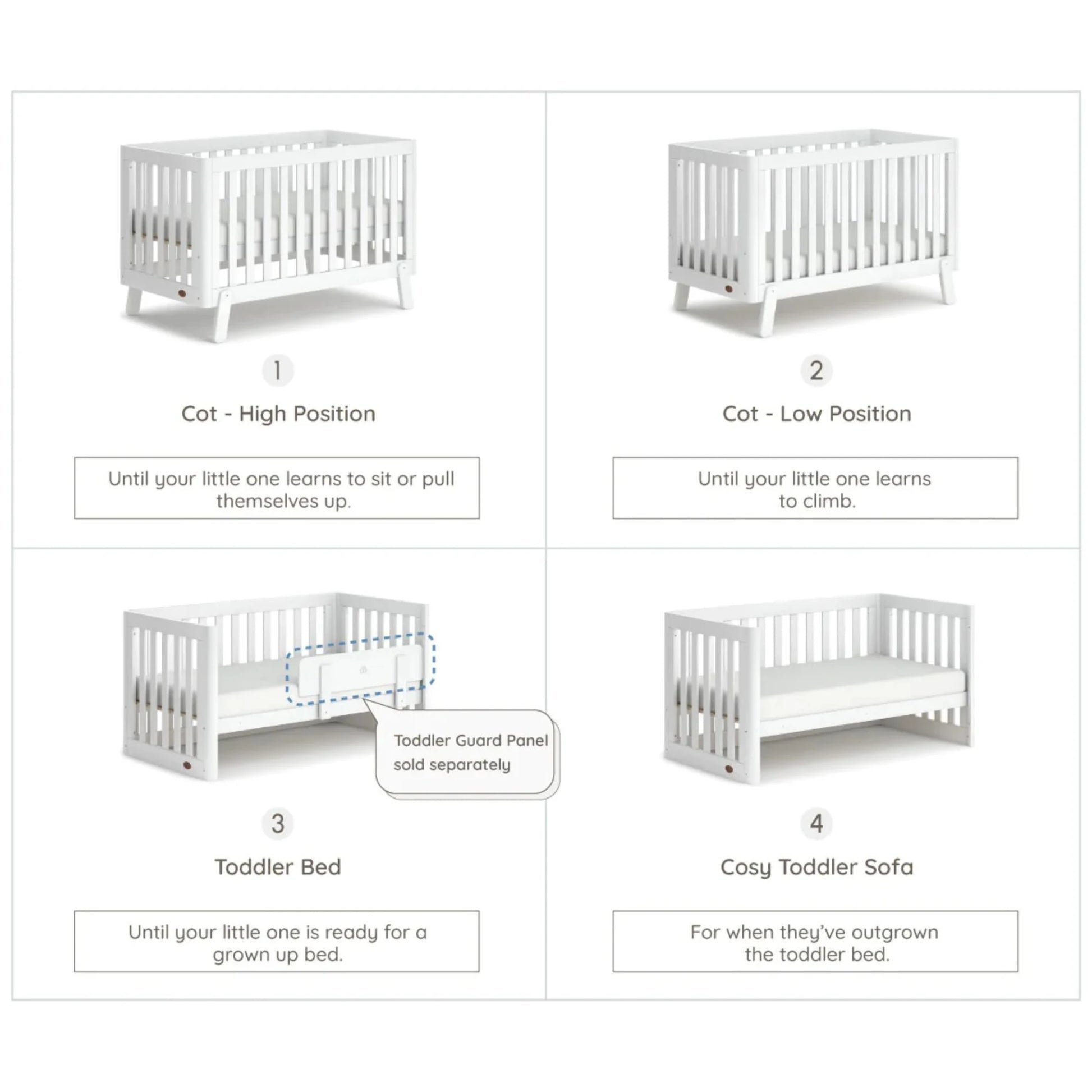 Boori Turin Kids Cot, Barley White
