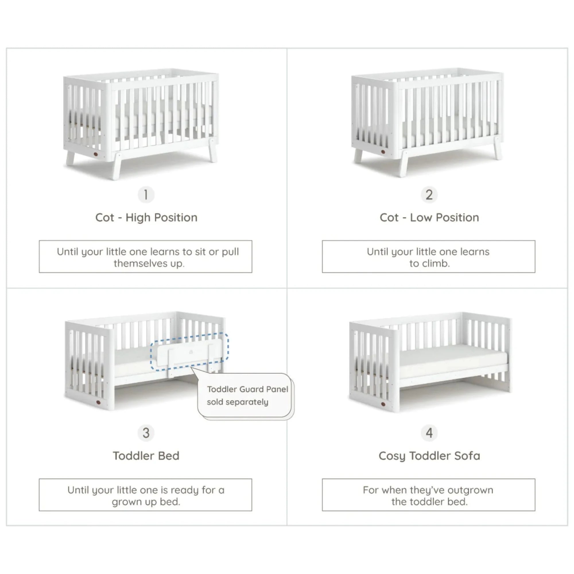 Boori Turin Kids Cot, Barley White