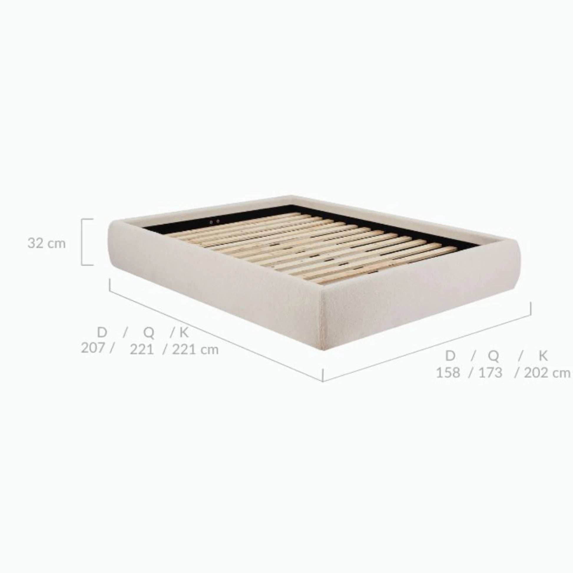 Lifely Felix Fabric Bed Base, Off-White