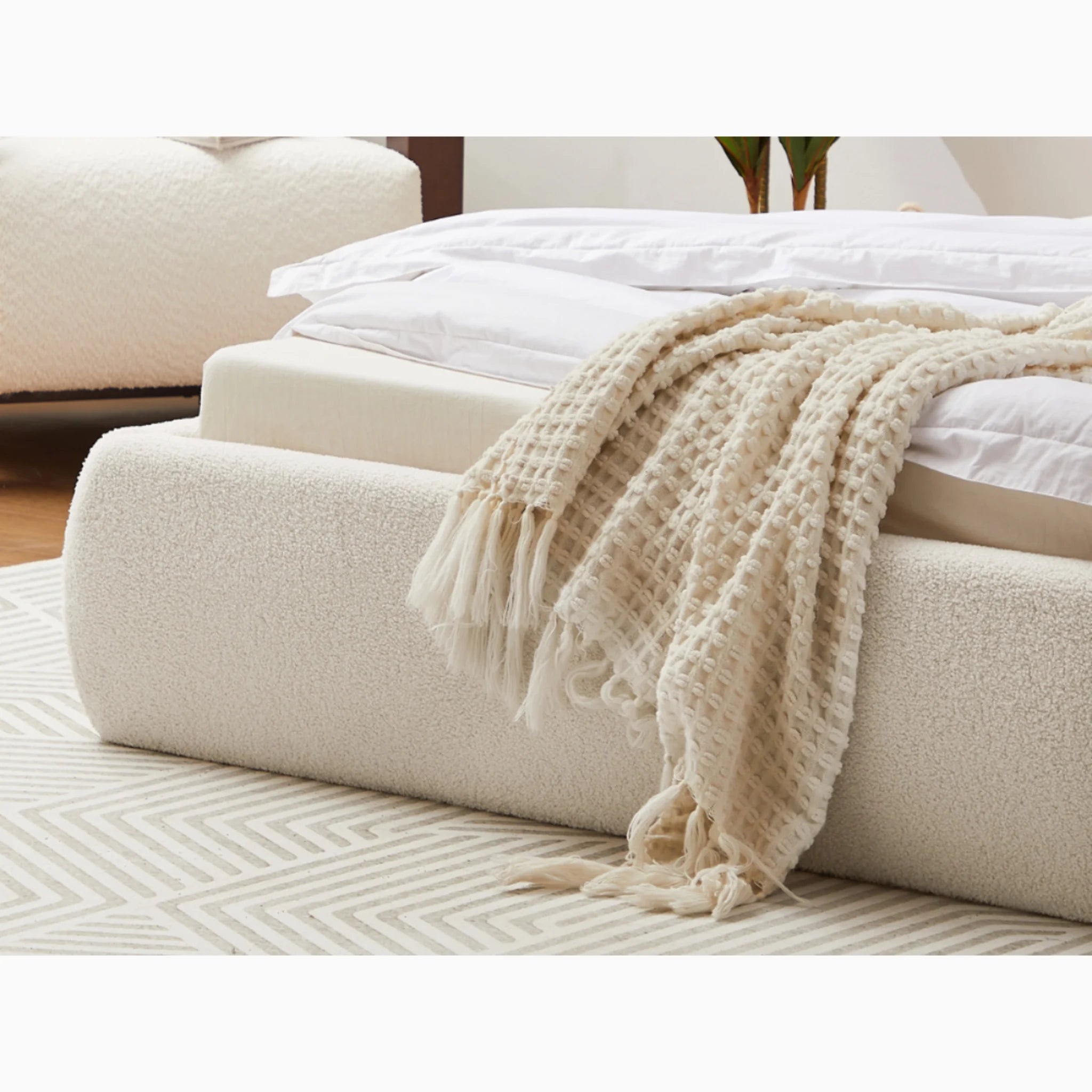 Lifely Felix Fabric Bed Base, Off-White
