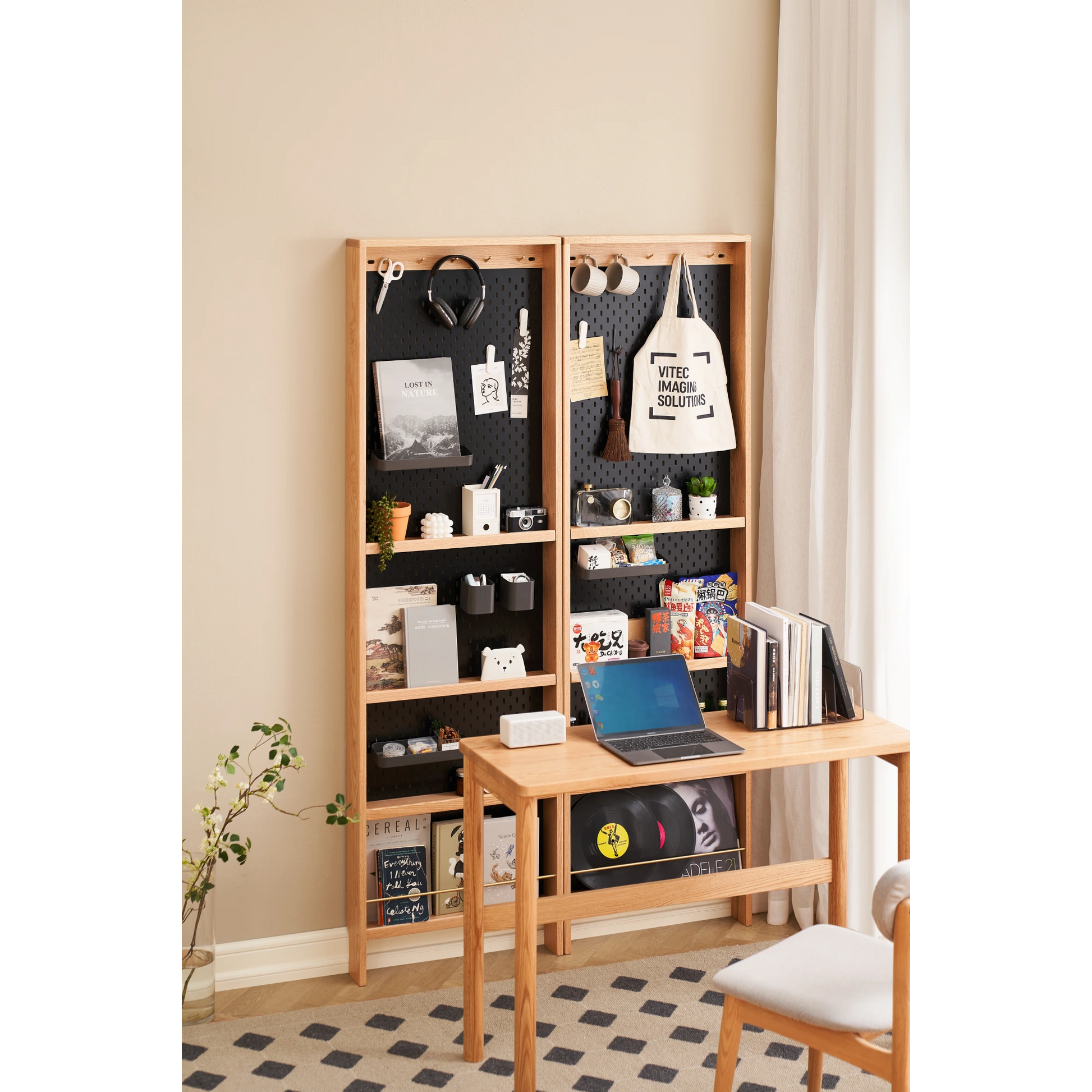 Solidwood Amber Pegboard Storage Rack