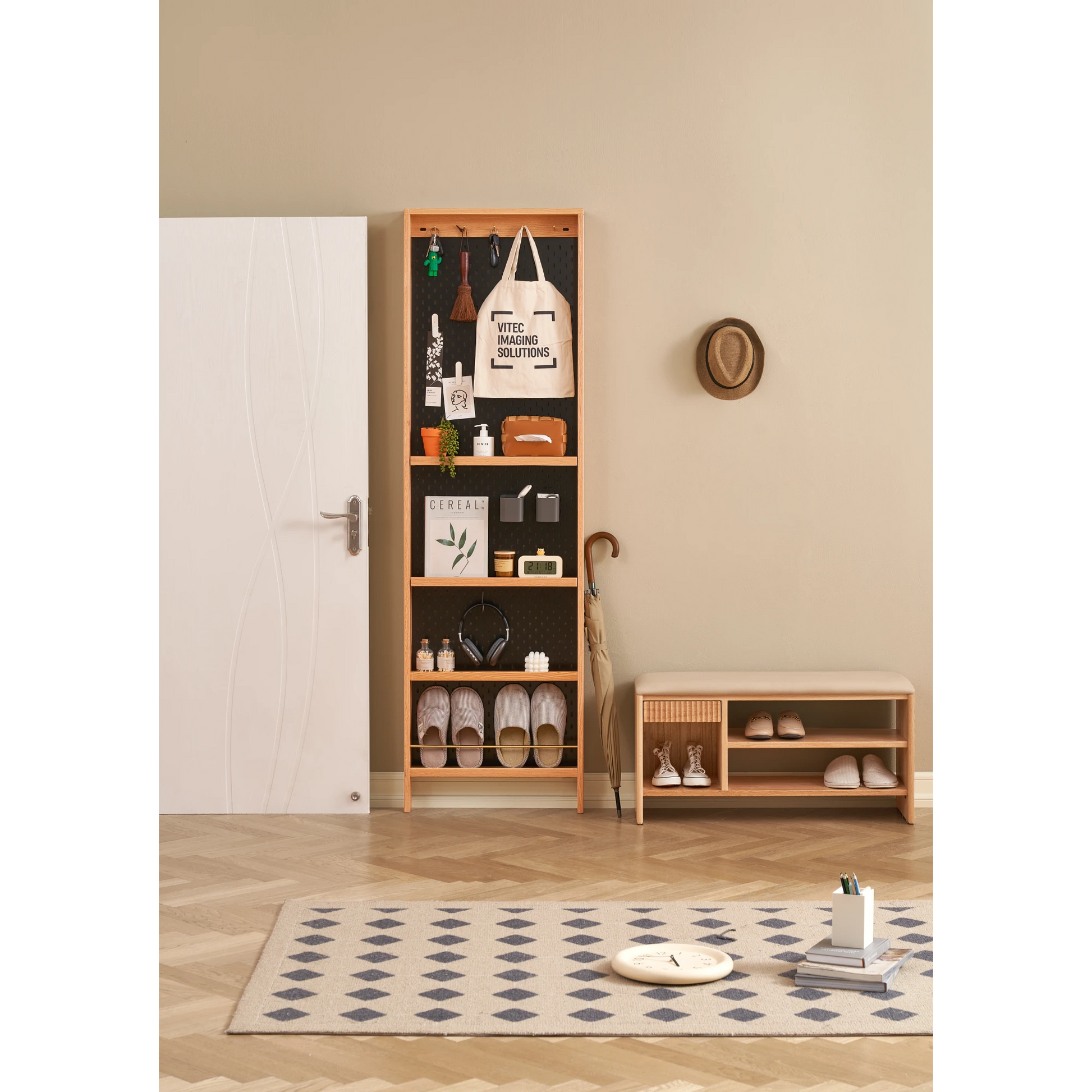 Solidwood Amber Pegboard Storage Rack