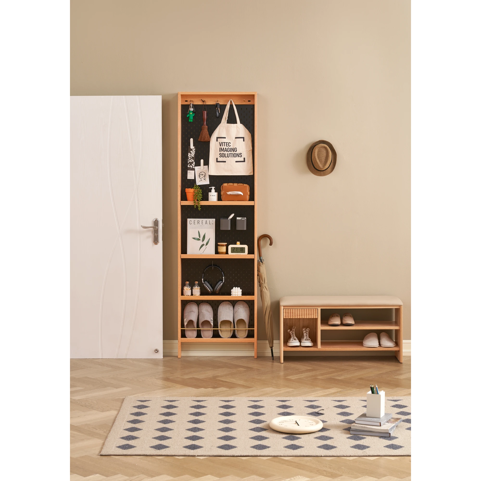 Solidwood Amber Pegboard Storage Rack