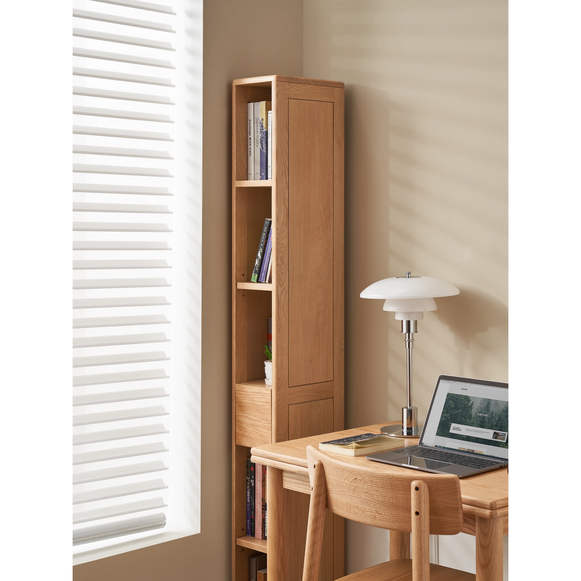 Solidwood Amber Bookcase with Drawer