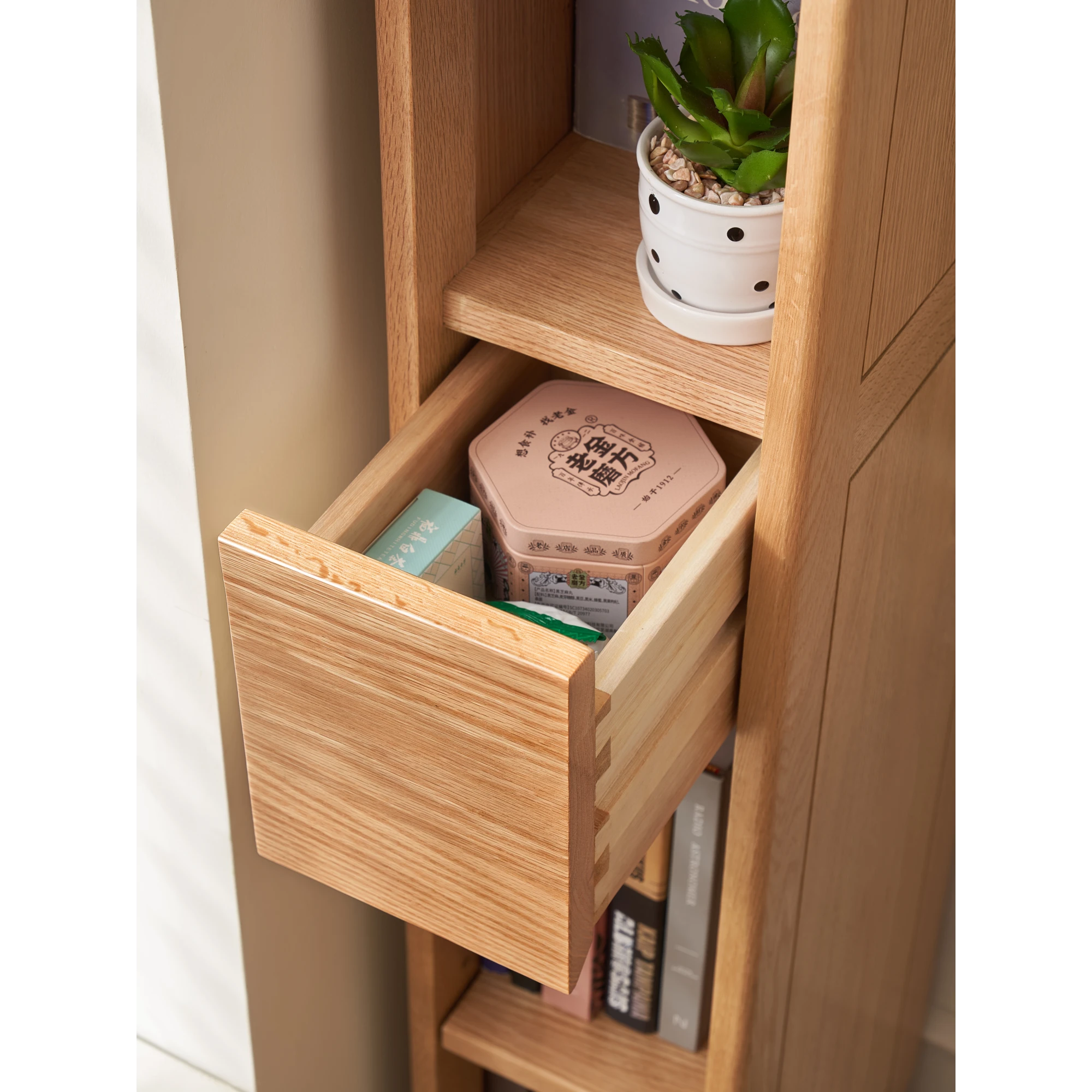 Solidwood Amber Bookcase with Drawer