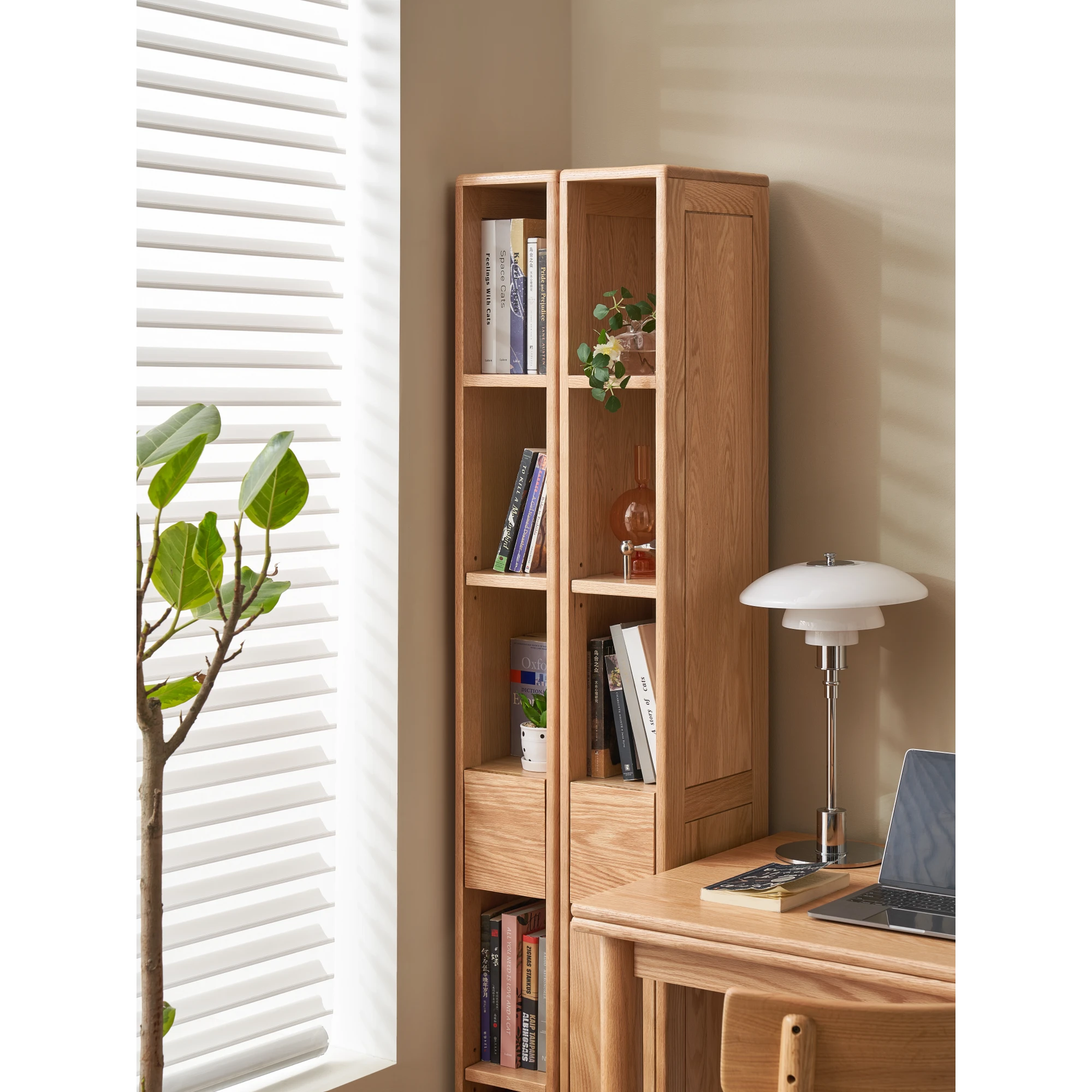 Solidwood Amber Bookcase with Drawer