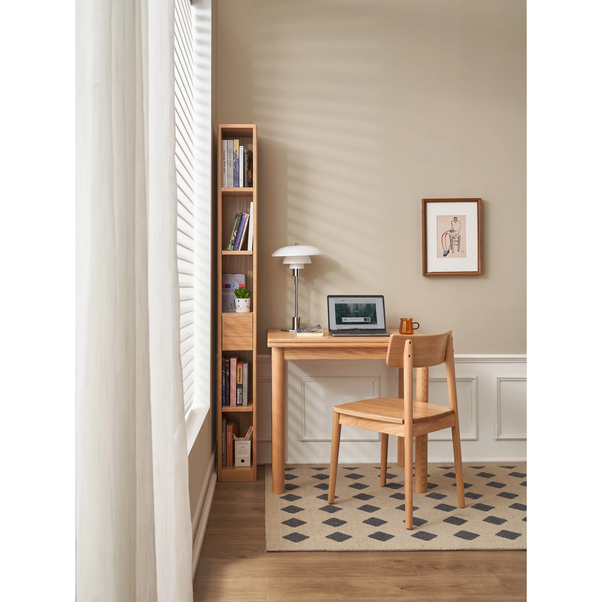 Solidwood Amber Bookcase with Drawer