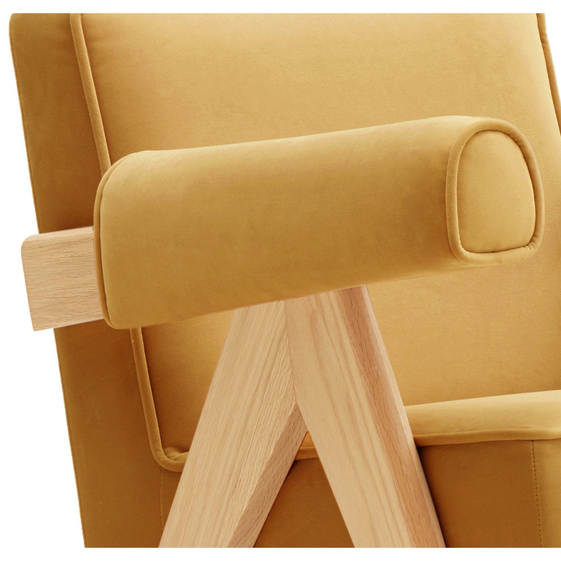 Solidwood Amber Flannelette Armchair, Yellow & Natural Wood