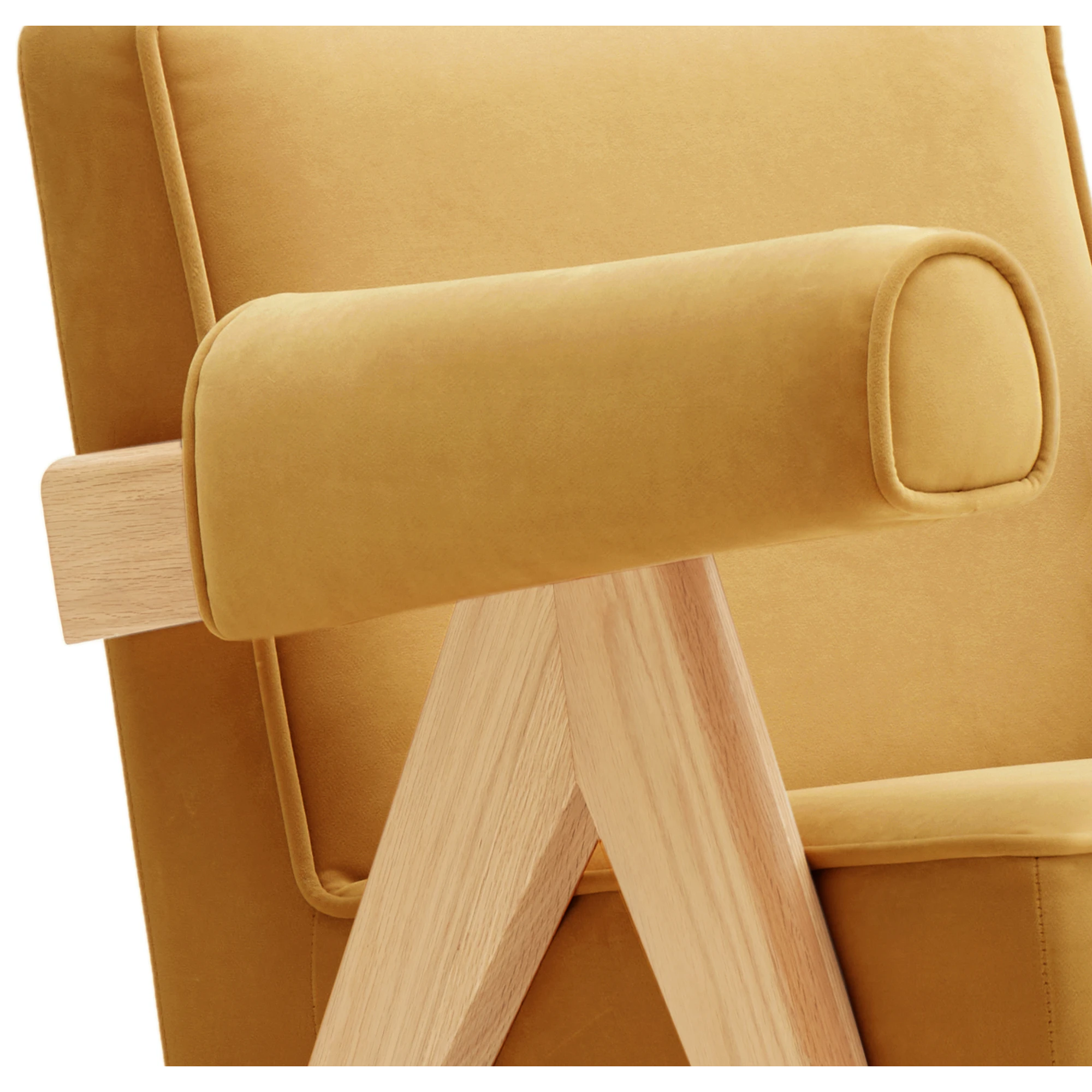 Solidwood Amber Flannelette Armchair, Yellow & Natural Wood