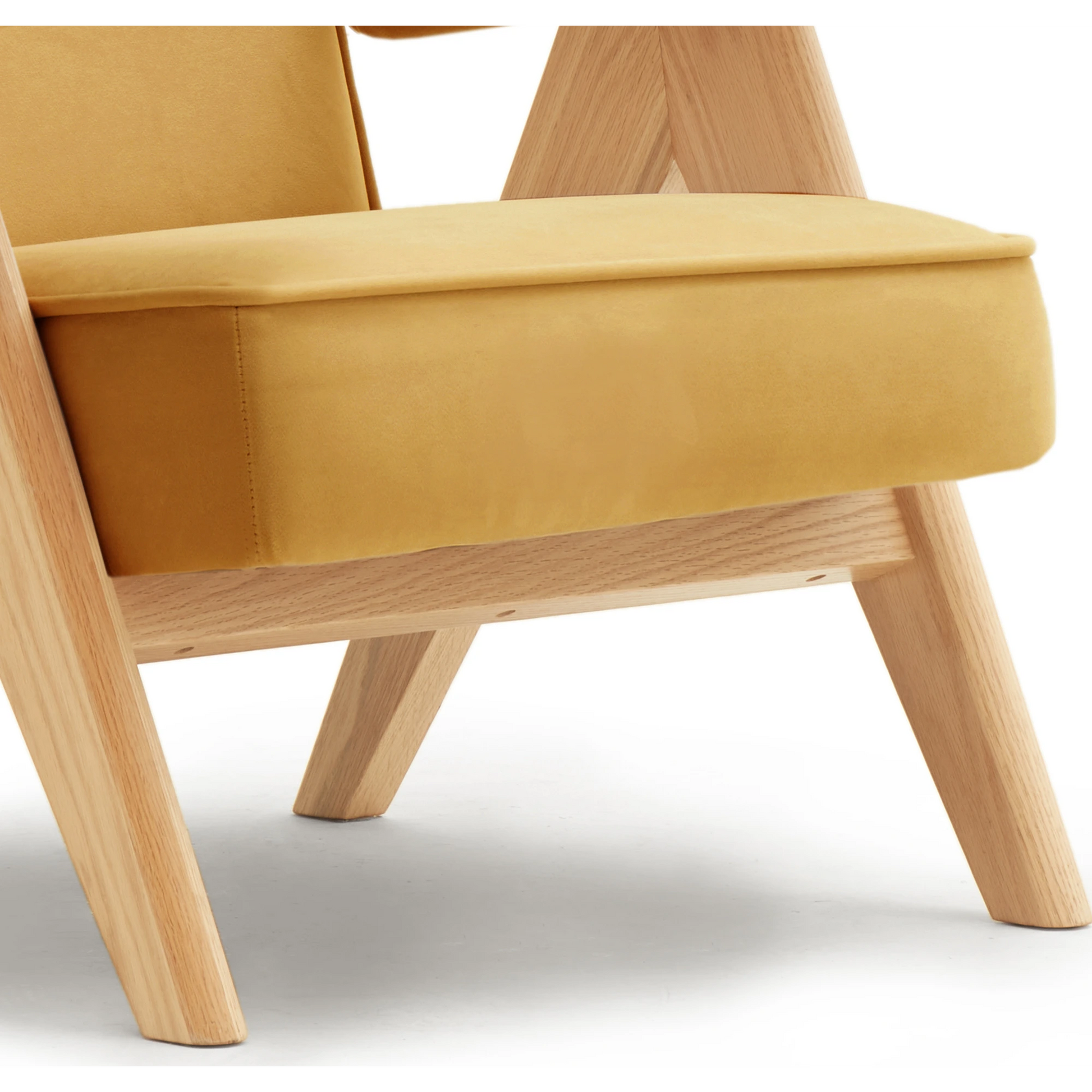 Solidwood Amber Flannelette Armchair, Yellow & Natural Wood