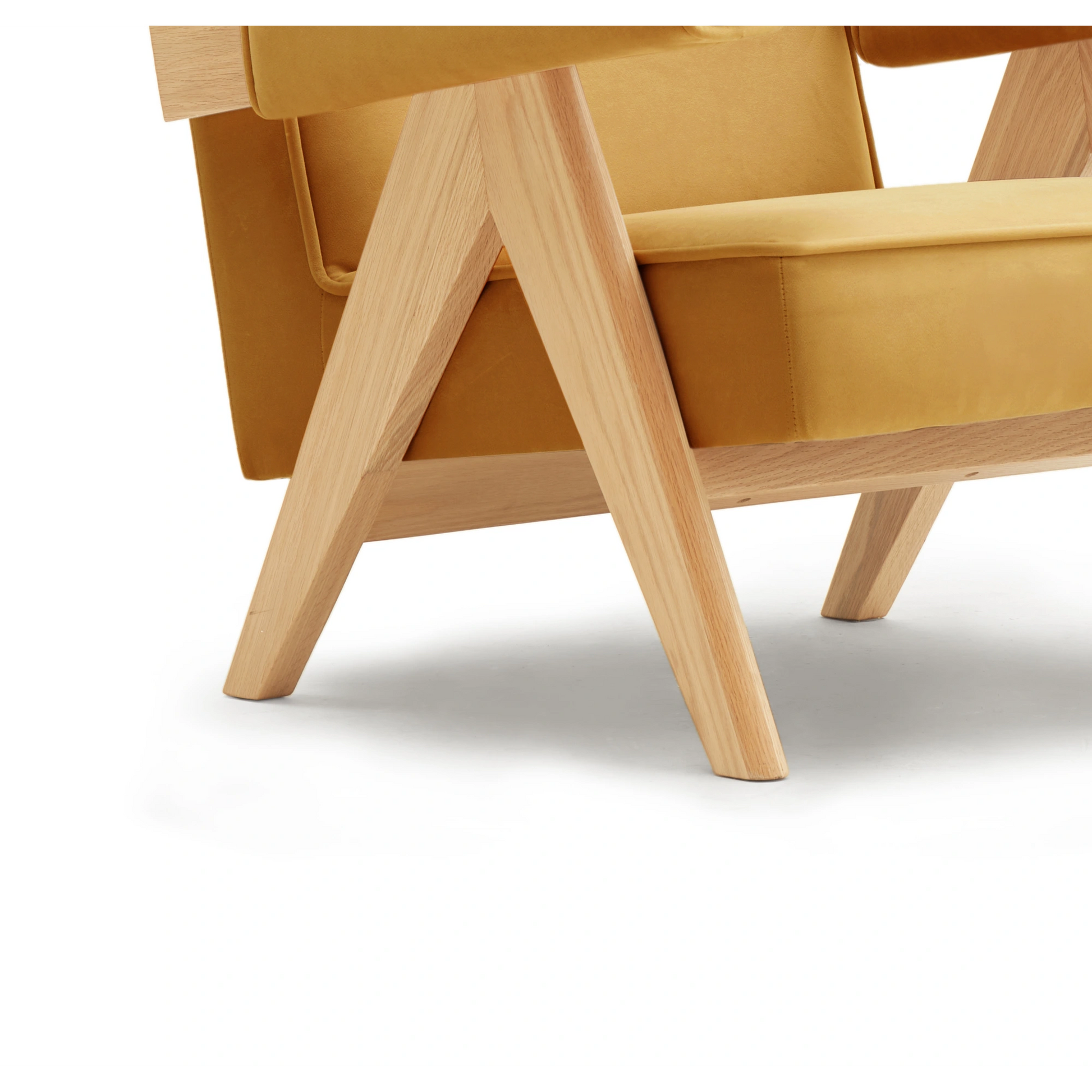Solidwood Amber Flannelette Armchair, Yellow & Natural Wood