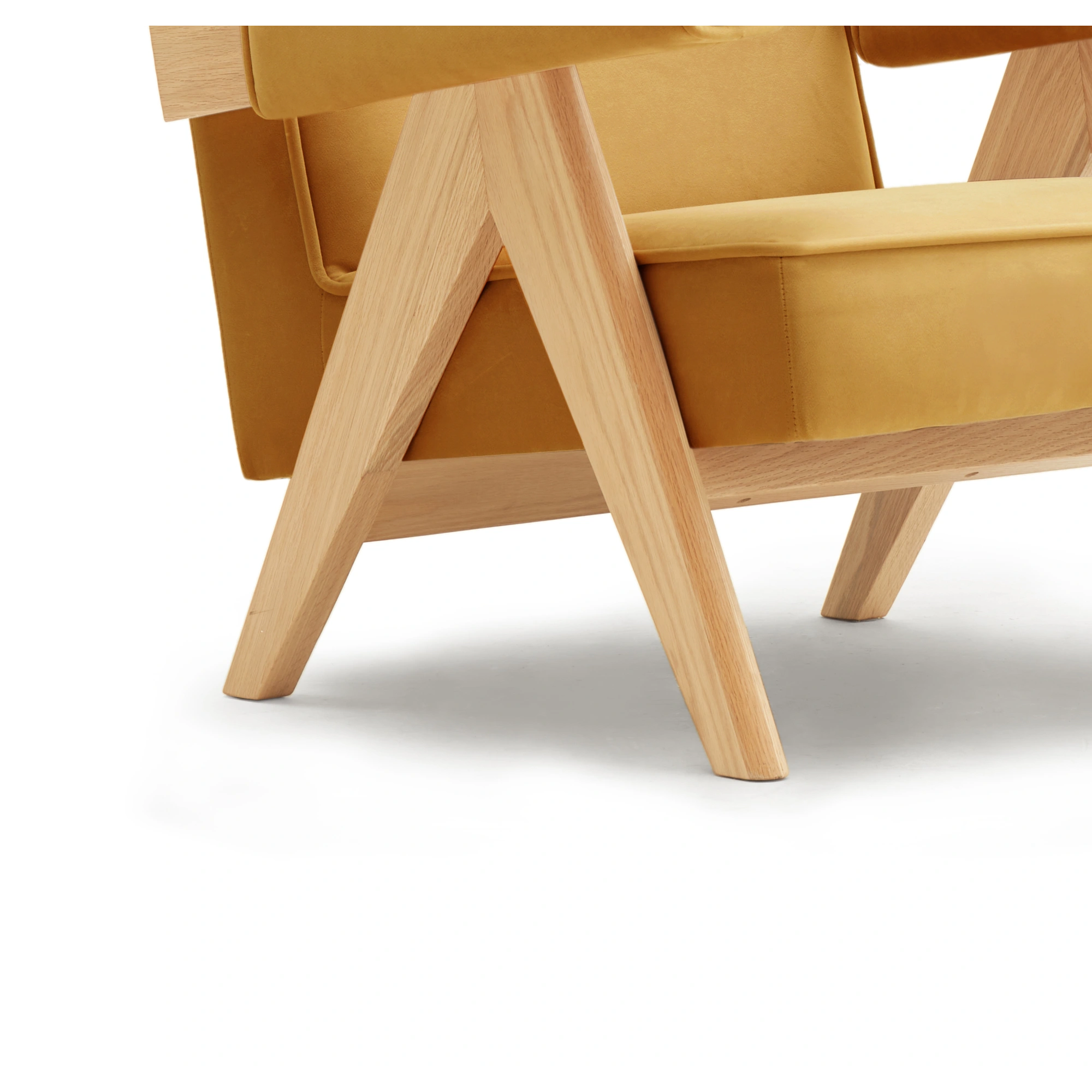 Solidwood Amber Flannelette Armchair, Yellow & Natural Wood