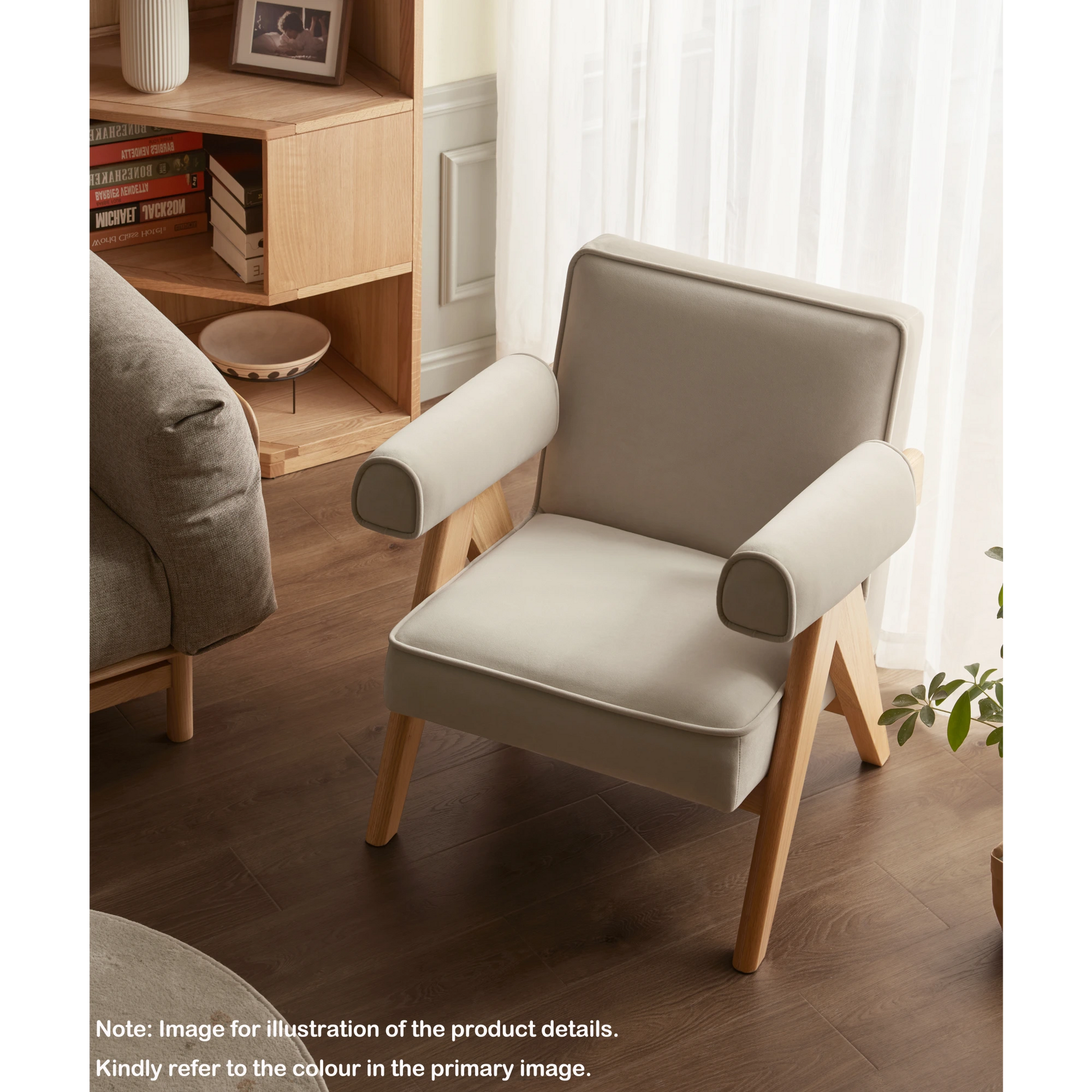 Solidwood Amber Flannelette Armchair, Yellow & Natural Wood