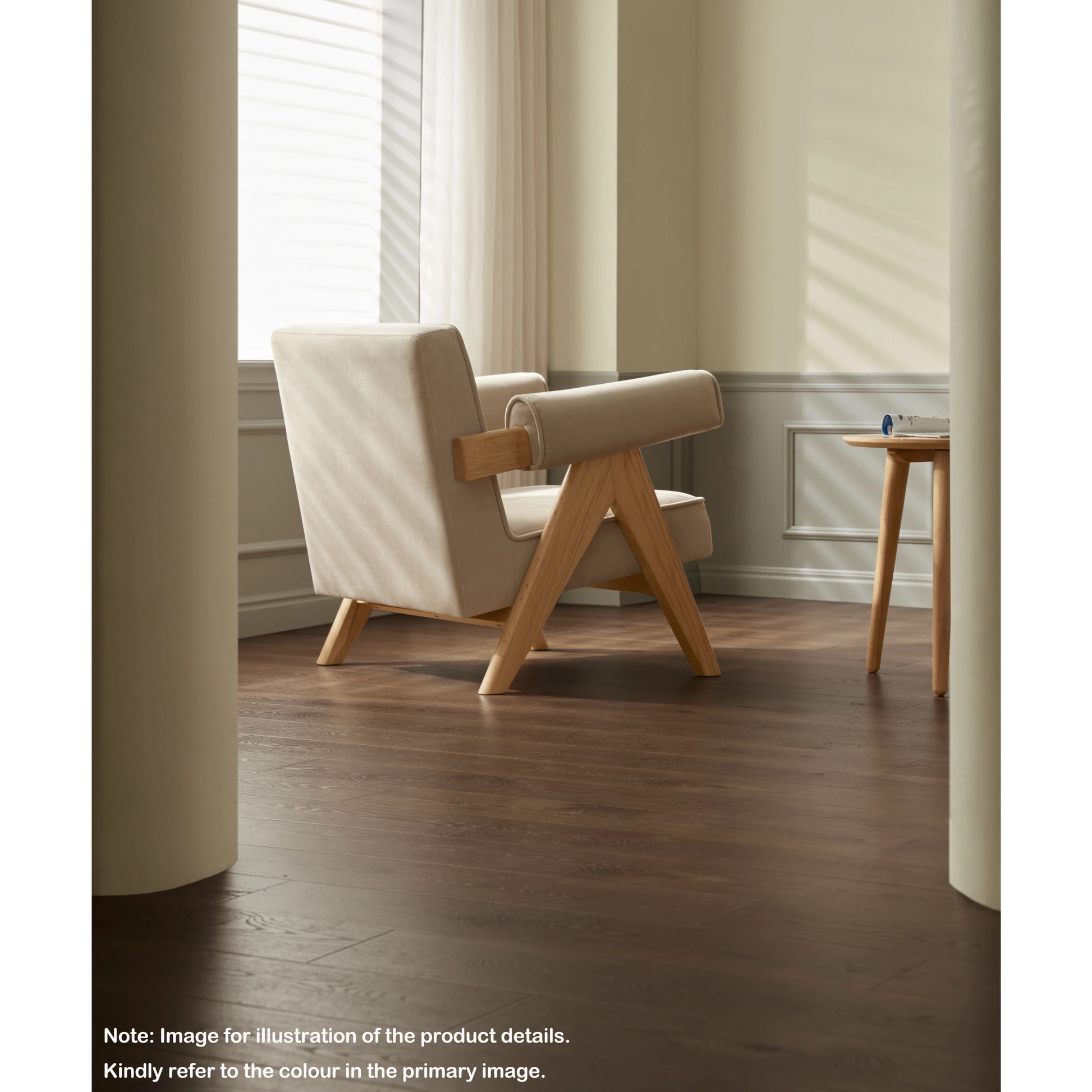 Solidwood Amber Flannelette Armchair, Yellow & Natural Wood