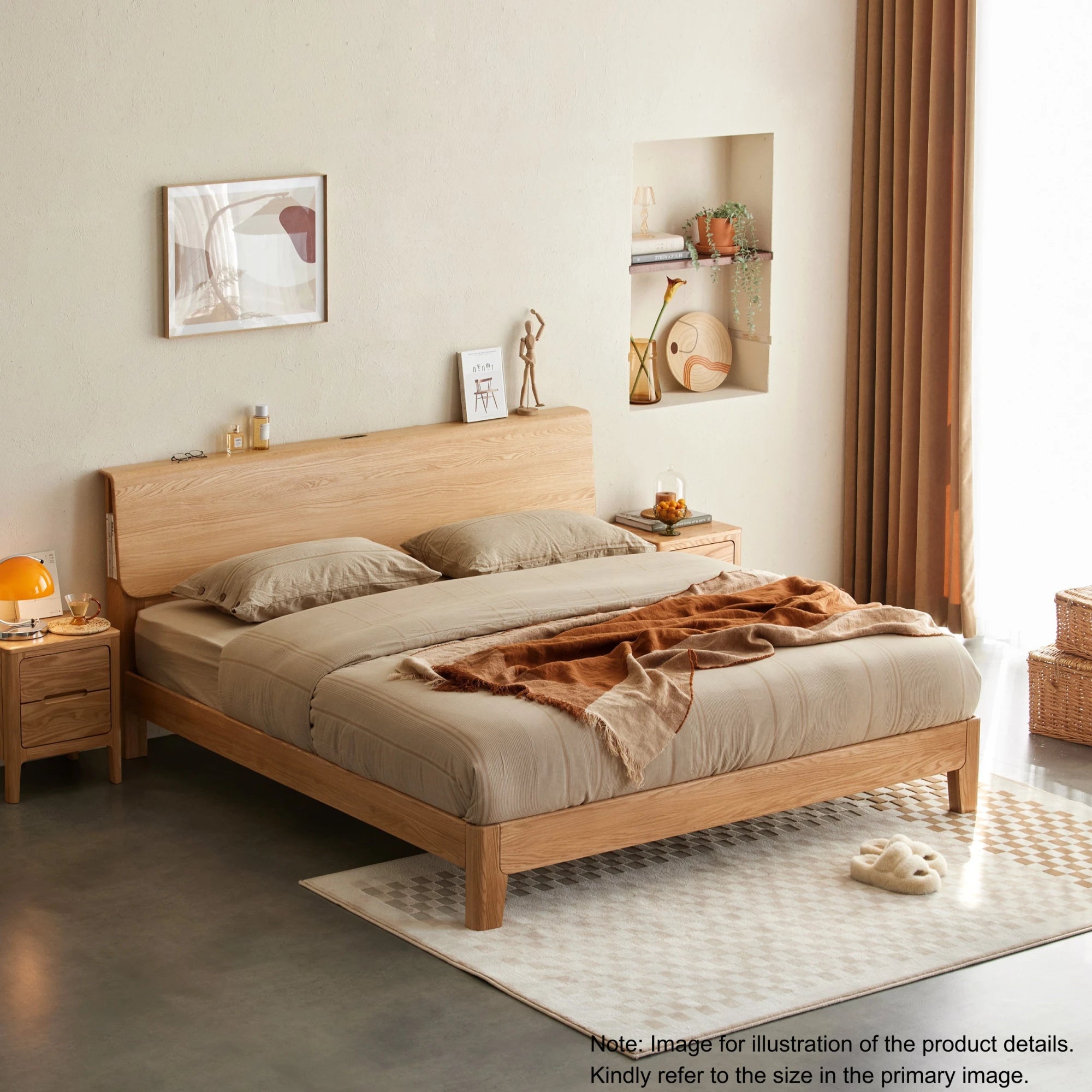 Solidwood Bailey Bed Frame, High Profile, Natural Wood