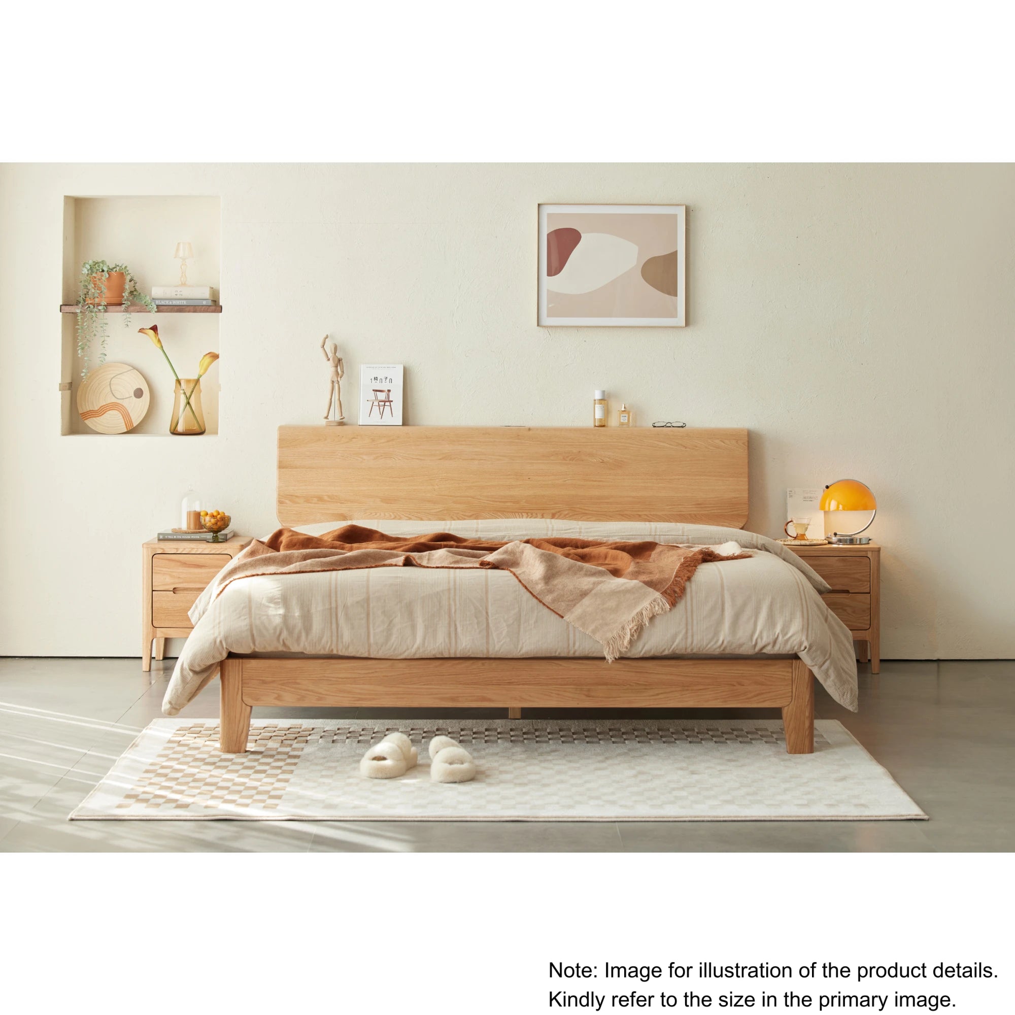 Solidwood Bailey Bed Frame, High Profile, Natural Wood
