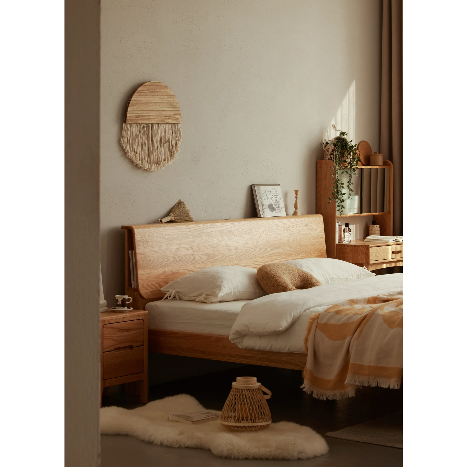 Solidwood Bailey Bed Frame, High Profile, Natural Wood