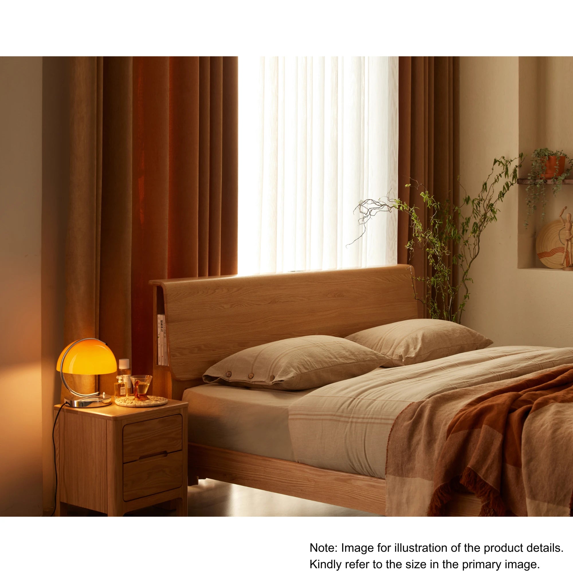 Solidwood Bailey Bed Frame, High Profile, Natural Wood