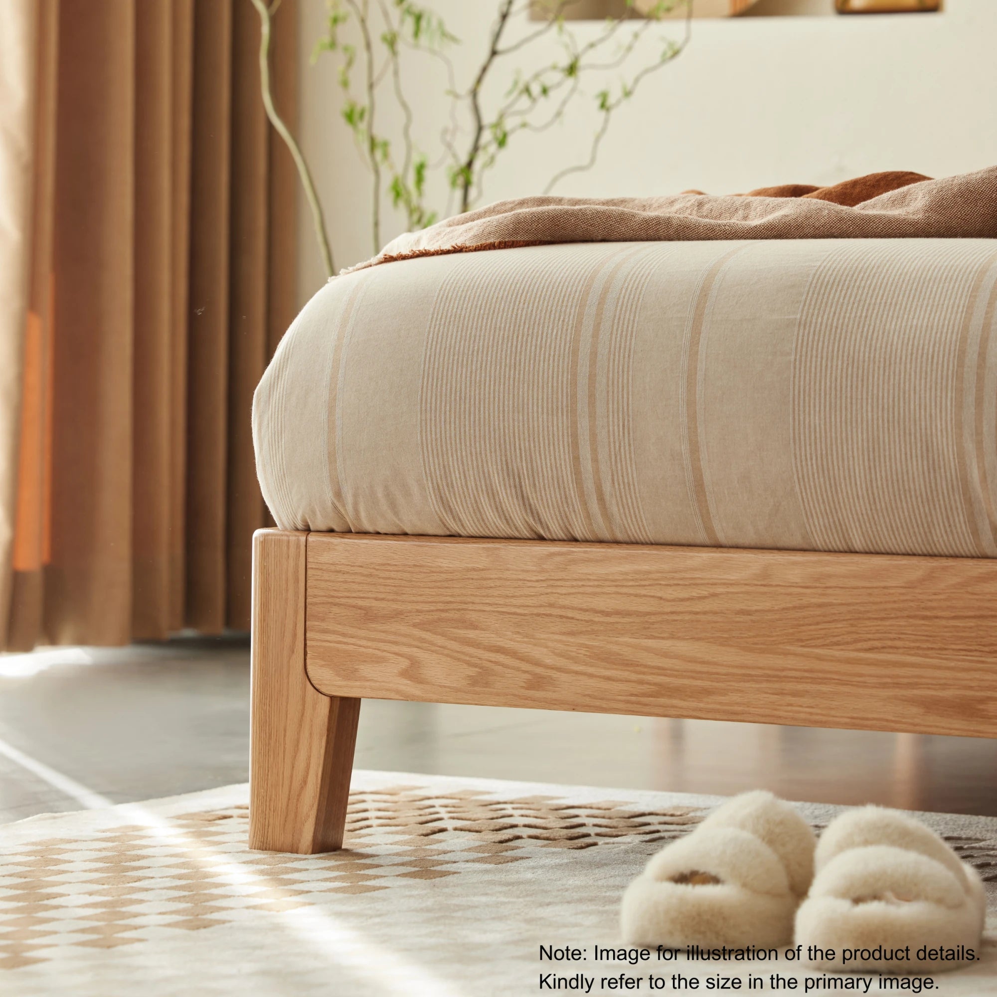 Solidwood Bailey Bed Frame, High Profile, Natural Wood