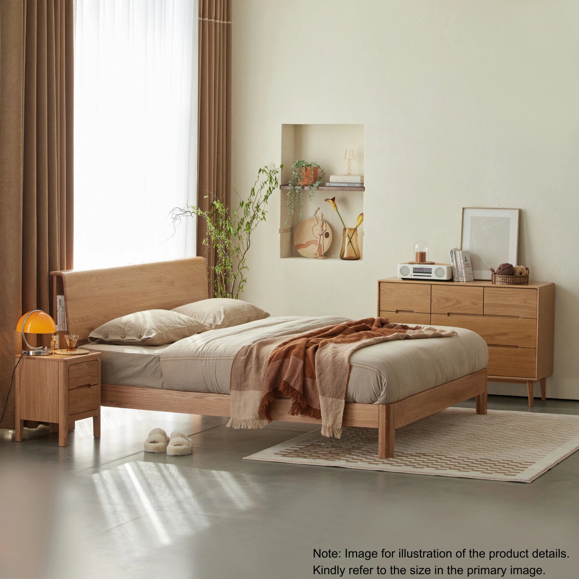 Solidwood Bailey Bed Frame, High Profile, Natural Wood