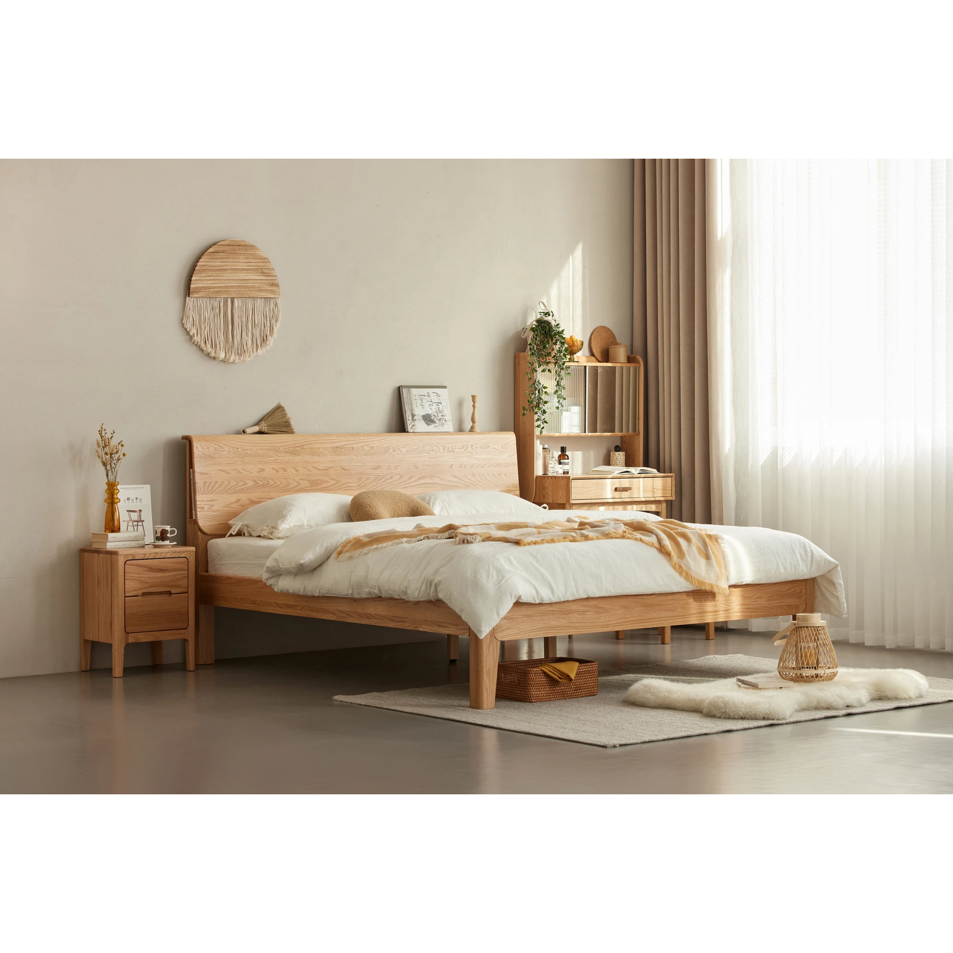 Solidwood Bailey Bed Frame, High Profile, Natural Wood
