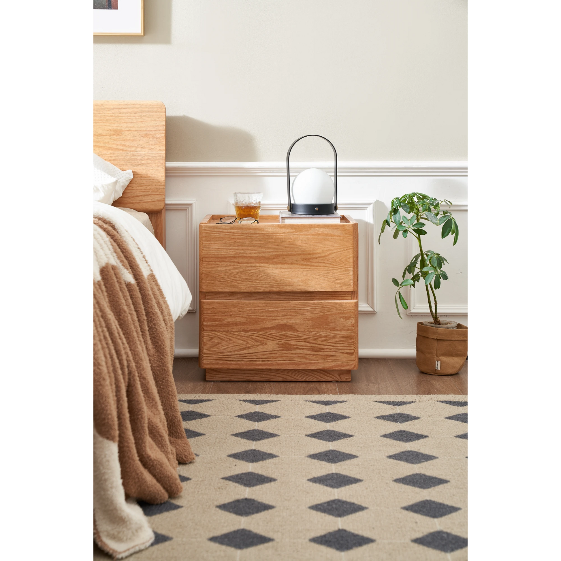 Solidwood Bailey 2-Drawer Bedside Table
