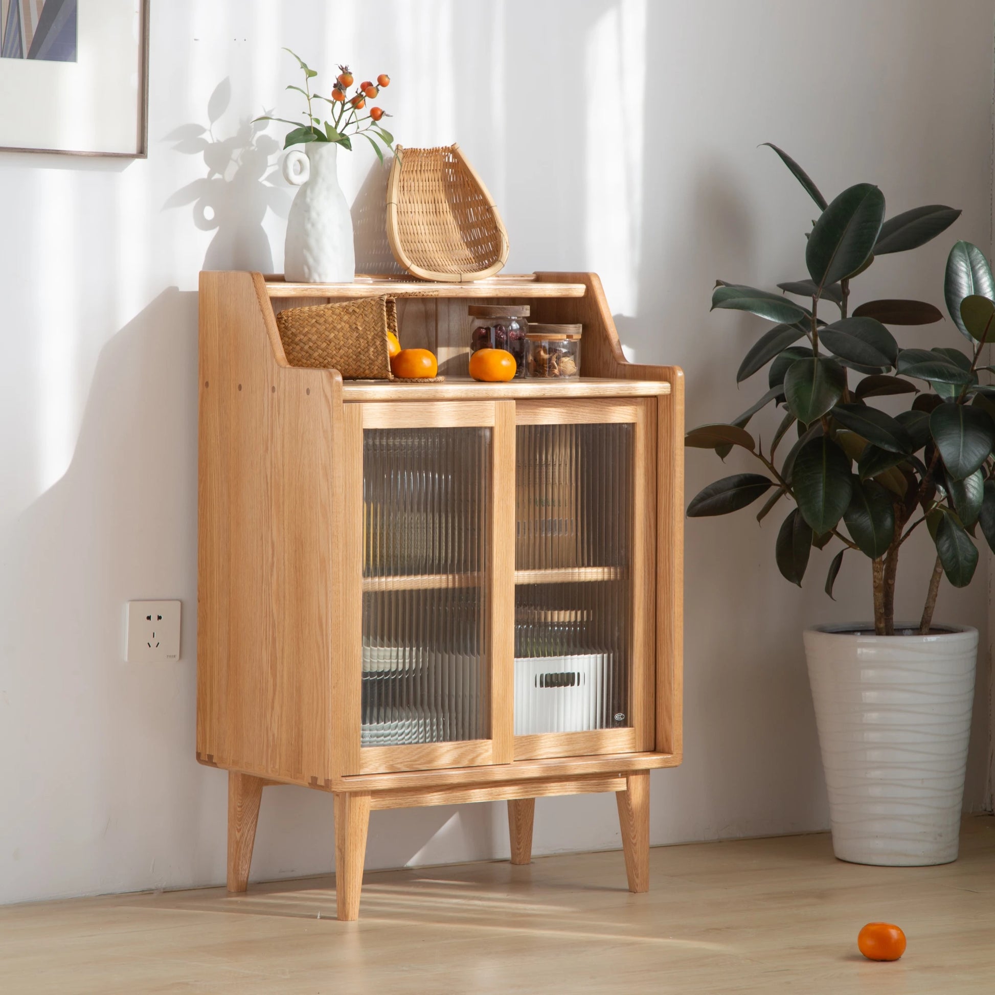 Solidwood Bailey Sideboard, 60x38x90CM, Natural Wood