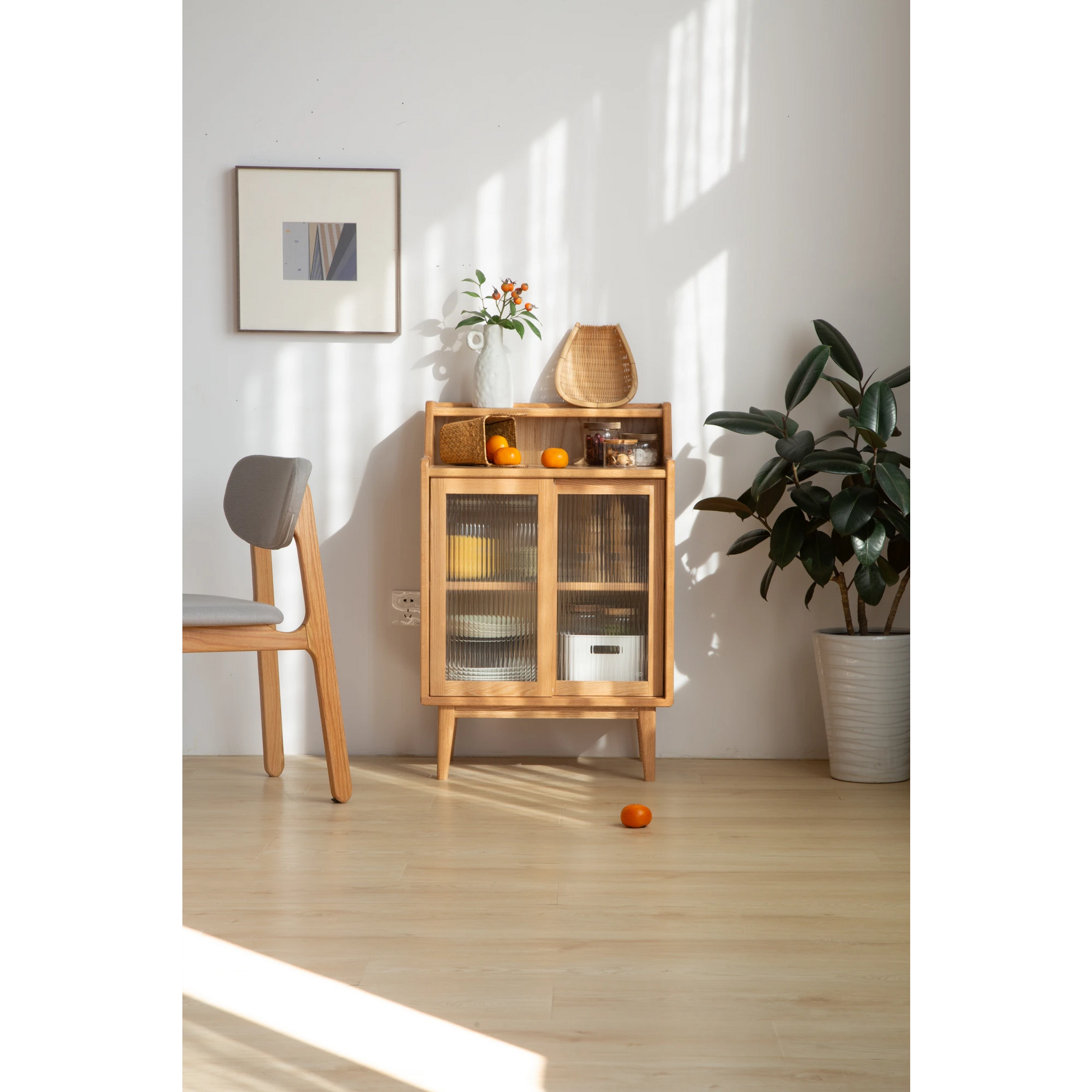Solidwood Bailey Sideboard, 60x38x90CM, Natural Wood