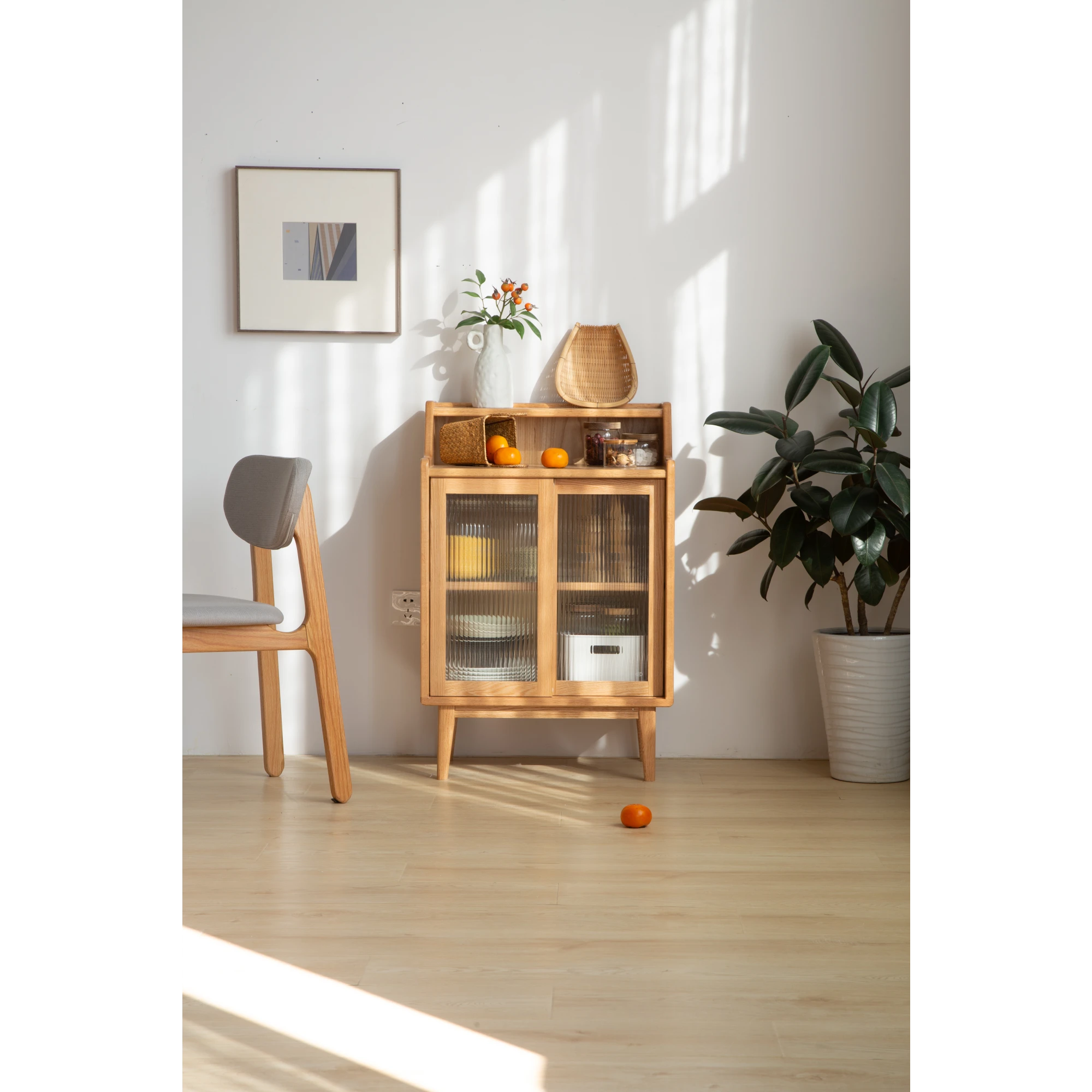 Solidwood Bailey Sideboard, 60x38x90CM, Natural Wood