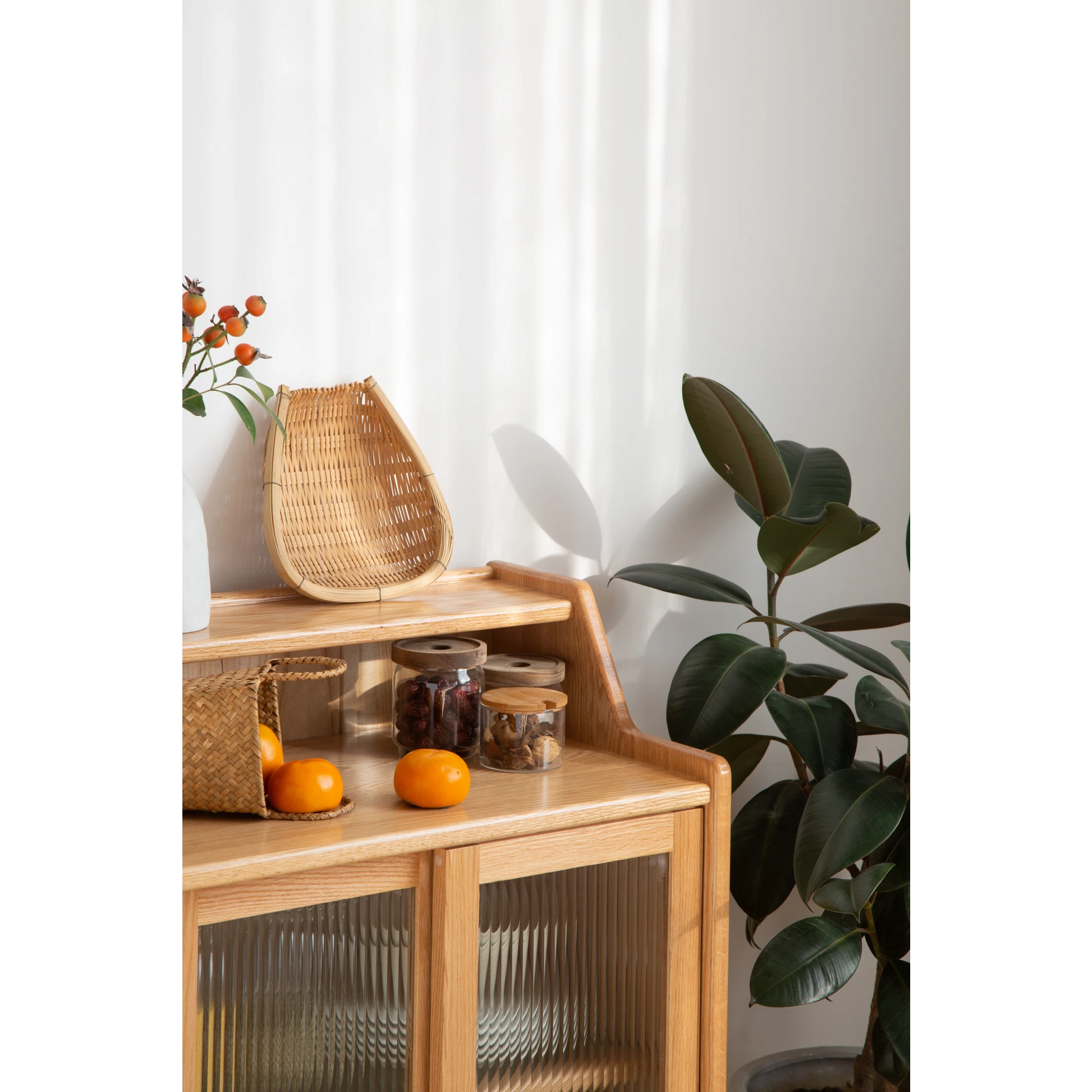 Solidwood Bailey Sideboard, 60x38x90CM, Natural Wood
