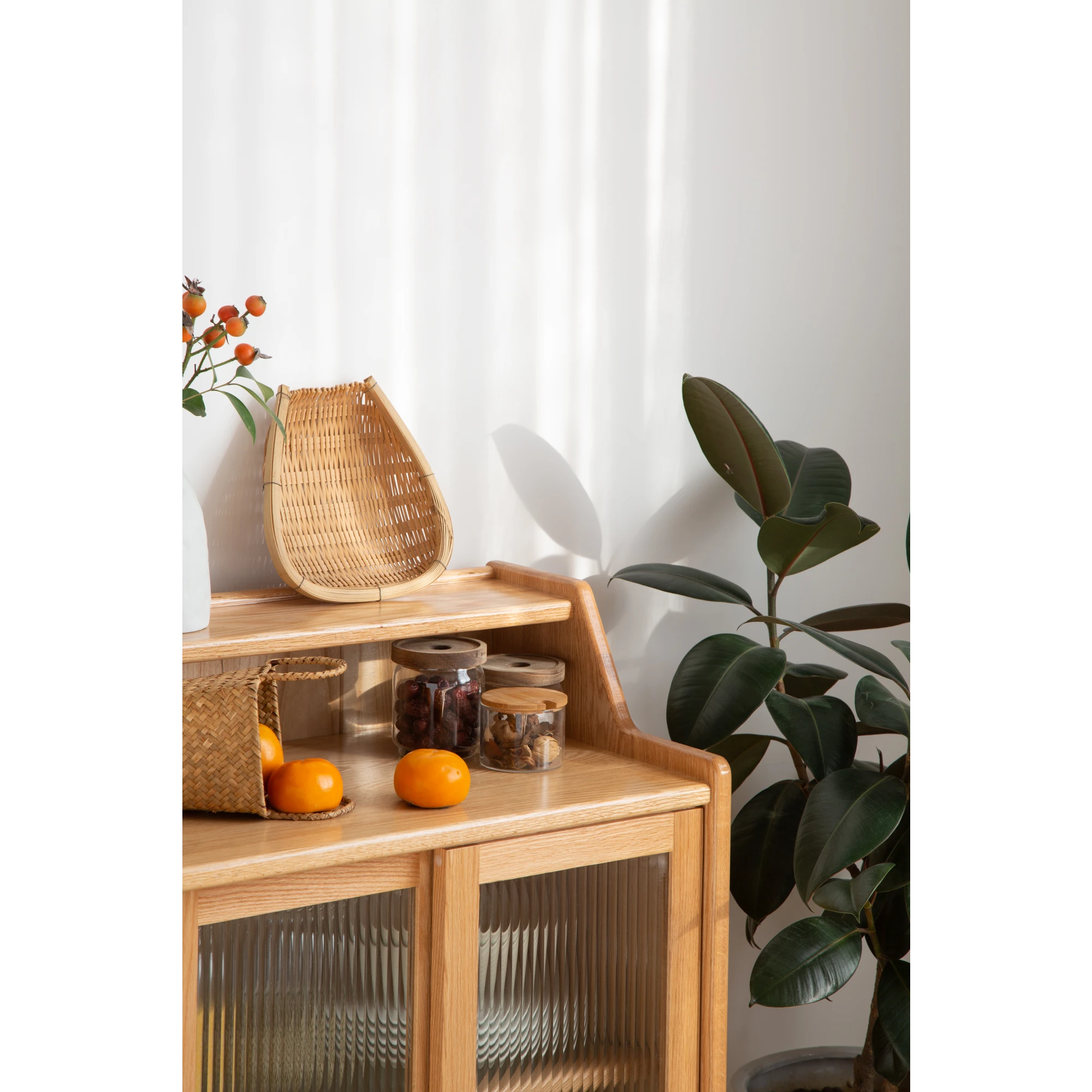 Solidwood Bailey Sideboard, 60x38x90CM, Natural Wood