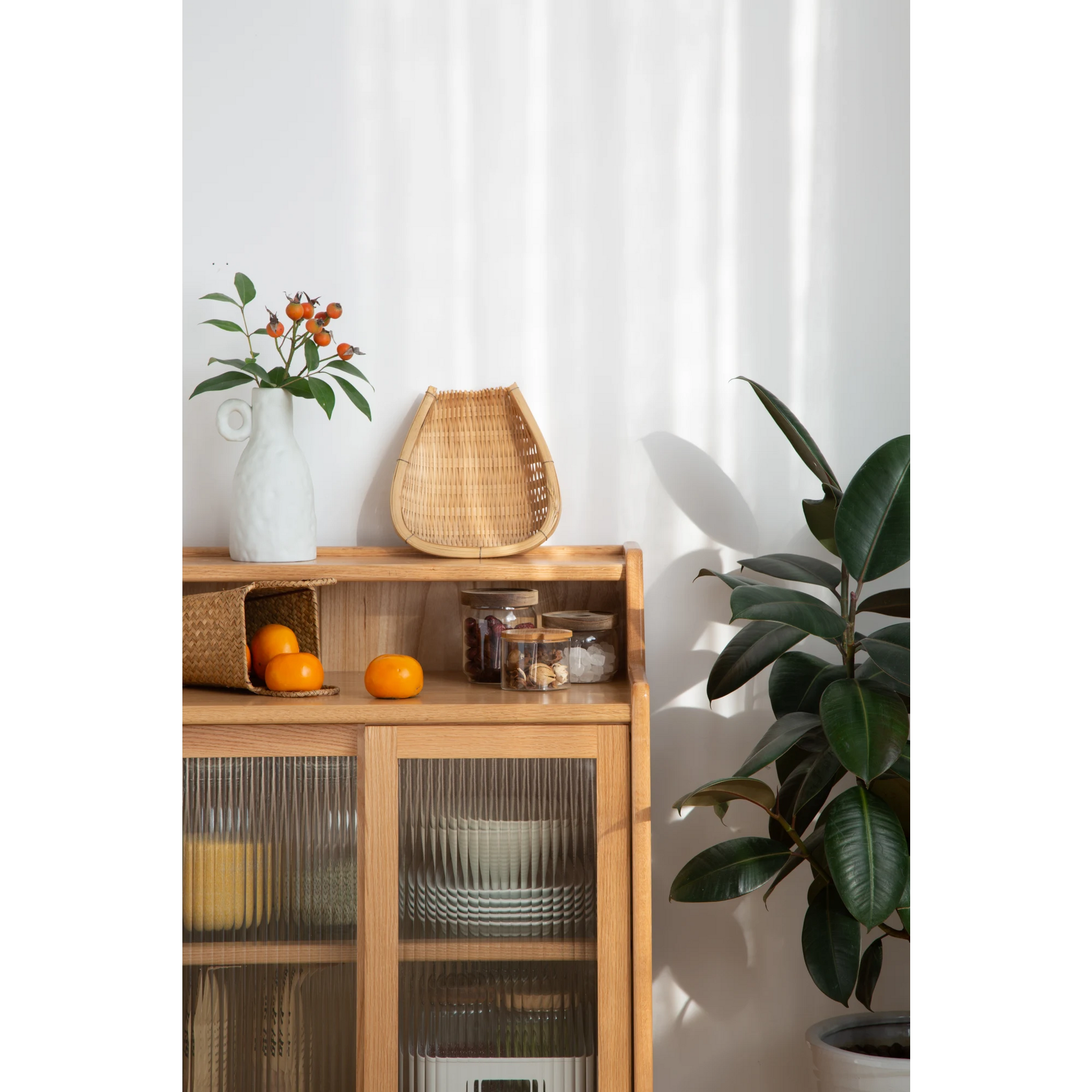 Solidwood Bailey Sideboard, 60x38x90CM, Natural Wood