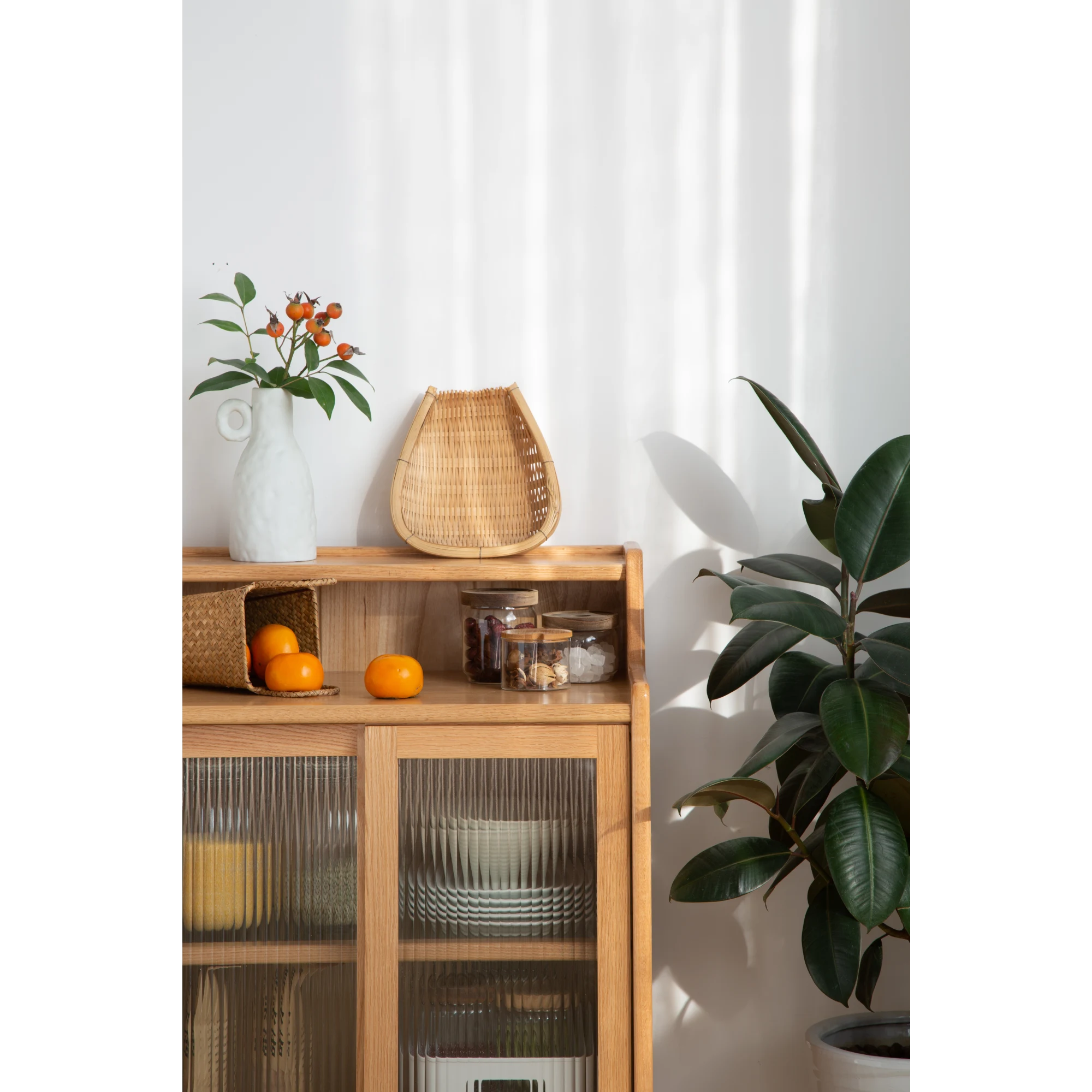 Solidwood Bailey Sideboard, 60x38x90CM, Natural Wood