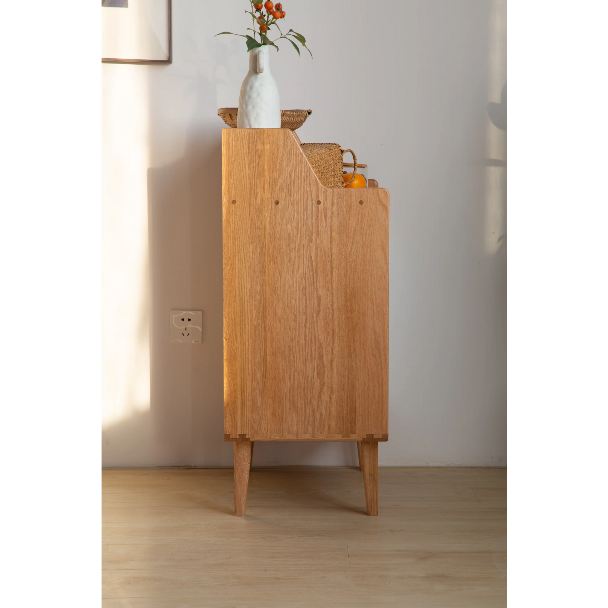 Solidwood Bailey Sideboard, 60x38x90CM, Natural Wood