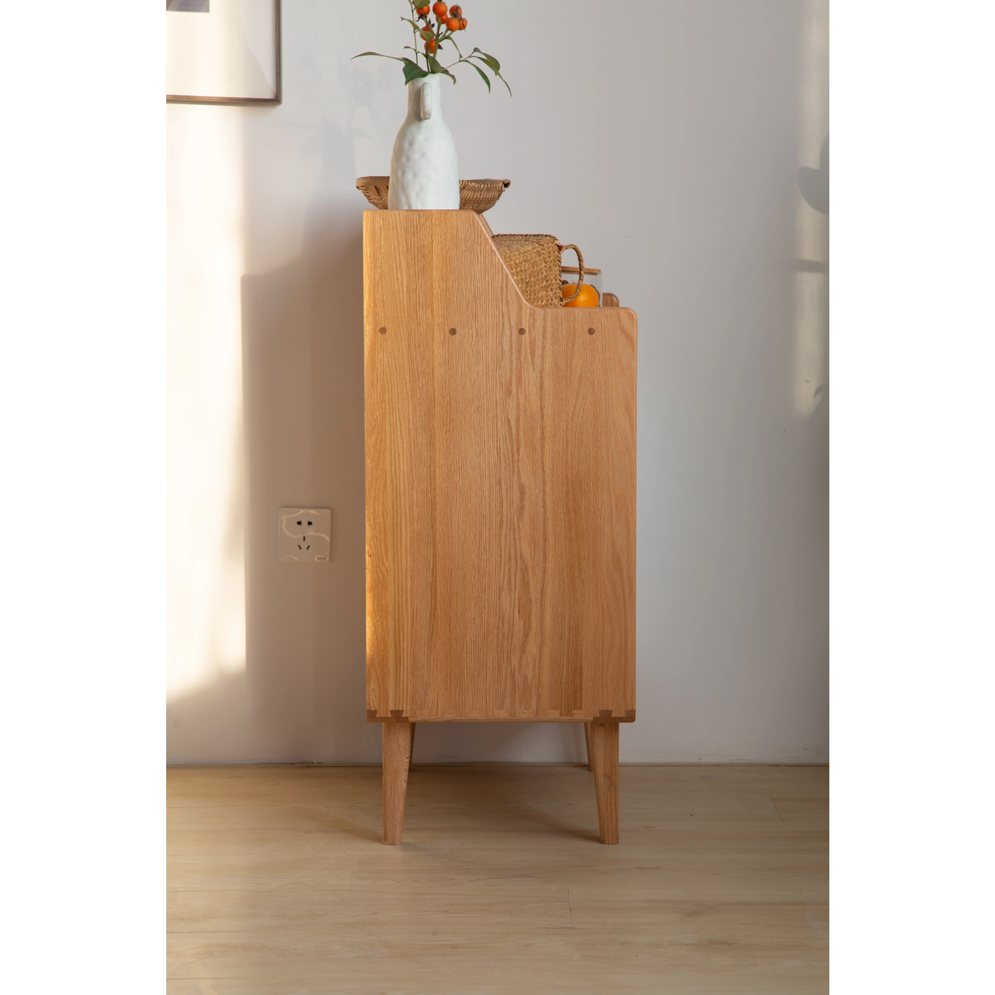 Solidwood Bailey Sideboard, 60x38x90CM, Natural Wood